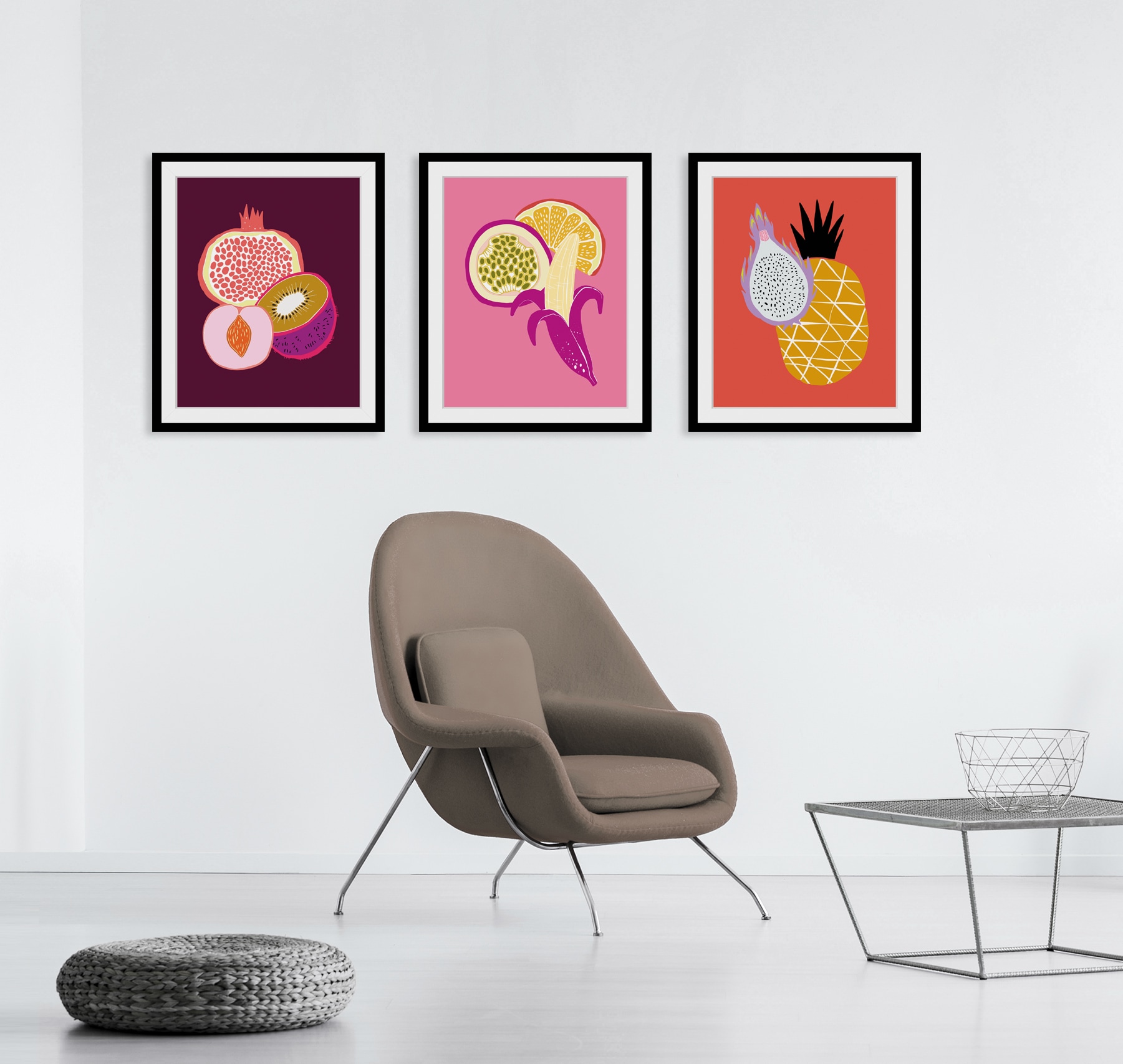 queence Bild »Leonardo«, Obst-Obst Bilder-Kunst-Lebensmittel, HD Premium Poster-Druck inkl. Holzrahmen