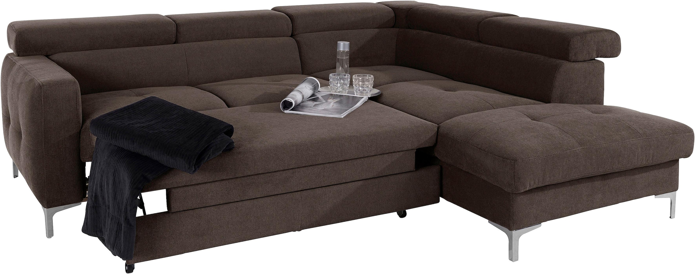 COTTA Ecksofa »Sammy L-Form«, inklusive Kopfteilverstellung, wahlweise mit Bettfunktion