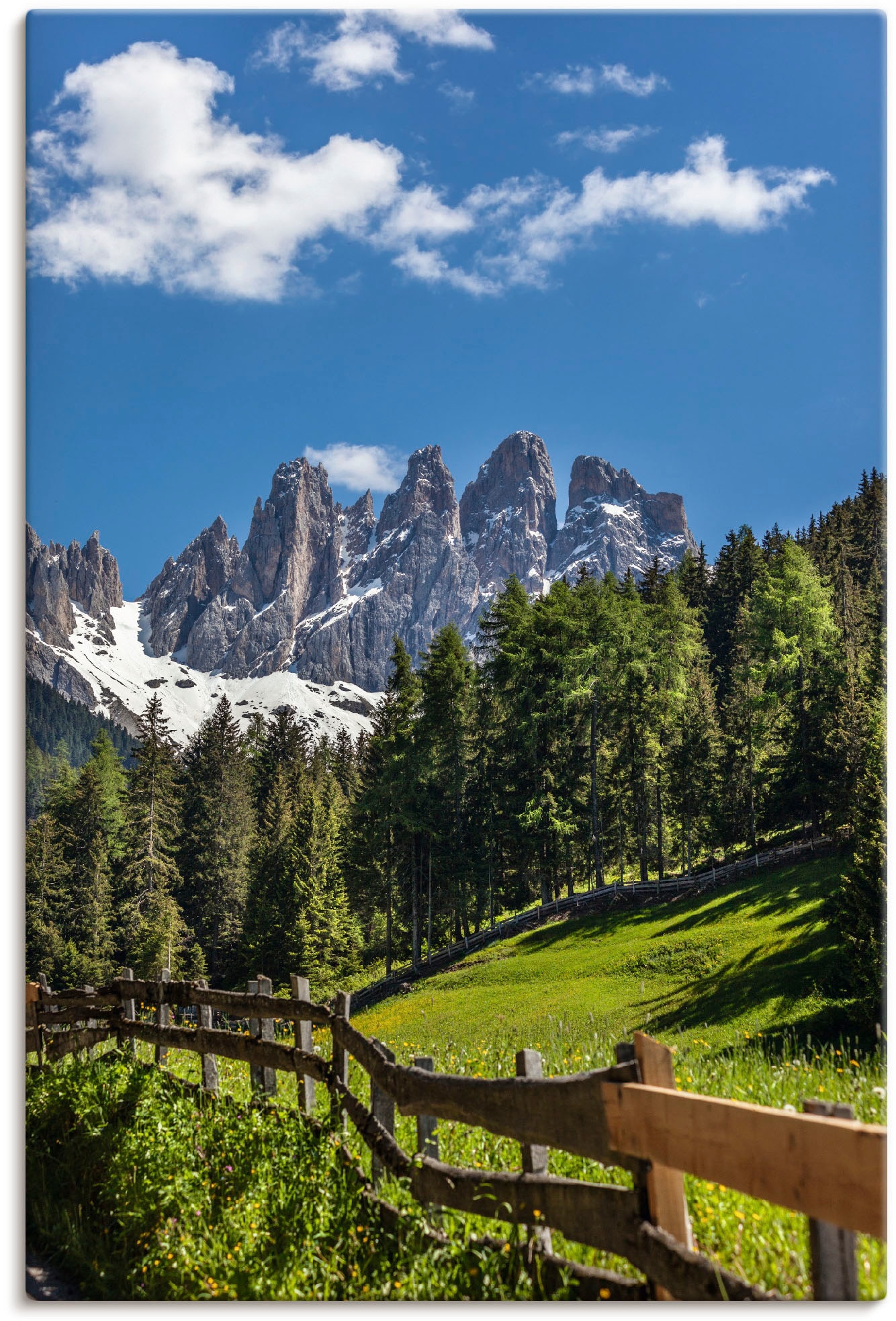 Alpenbilder, als Dolomiten, Jelmoli-Versand Poster | verschied. Artland Berge mit in Südtirol«, Grössen »Villnösstal Wandbild shoppen St.), & online (1 Leinwandbild,