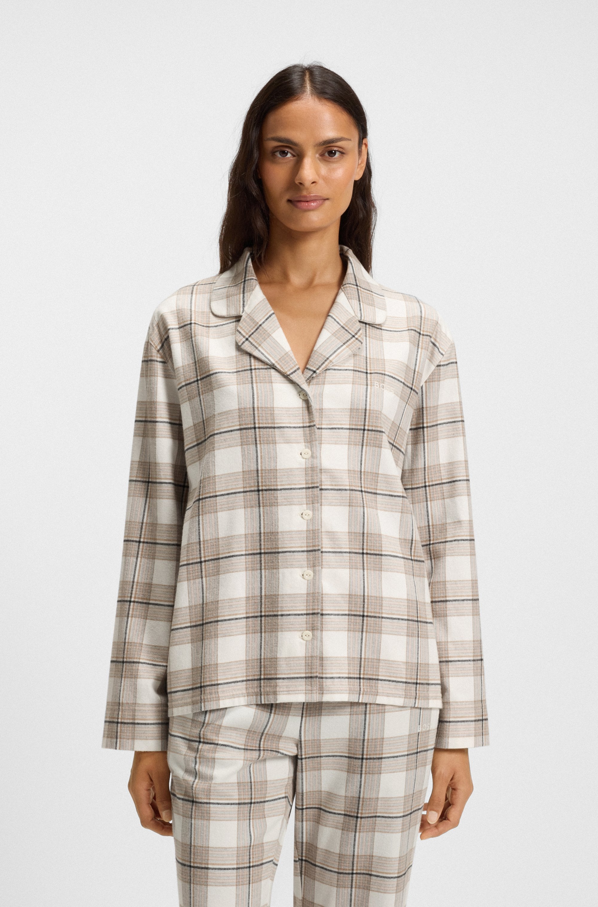 BOSS Pyjamaoberteil »Holiday« kariert, aus weichem Flanell, normale Passform