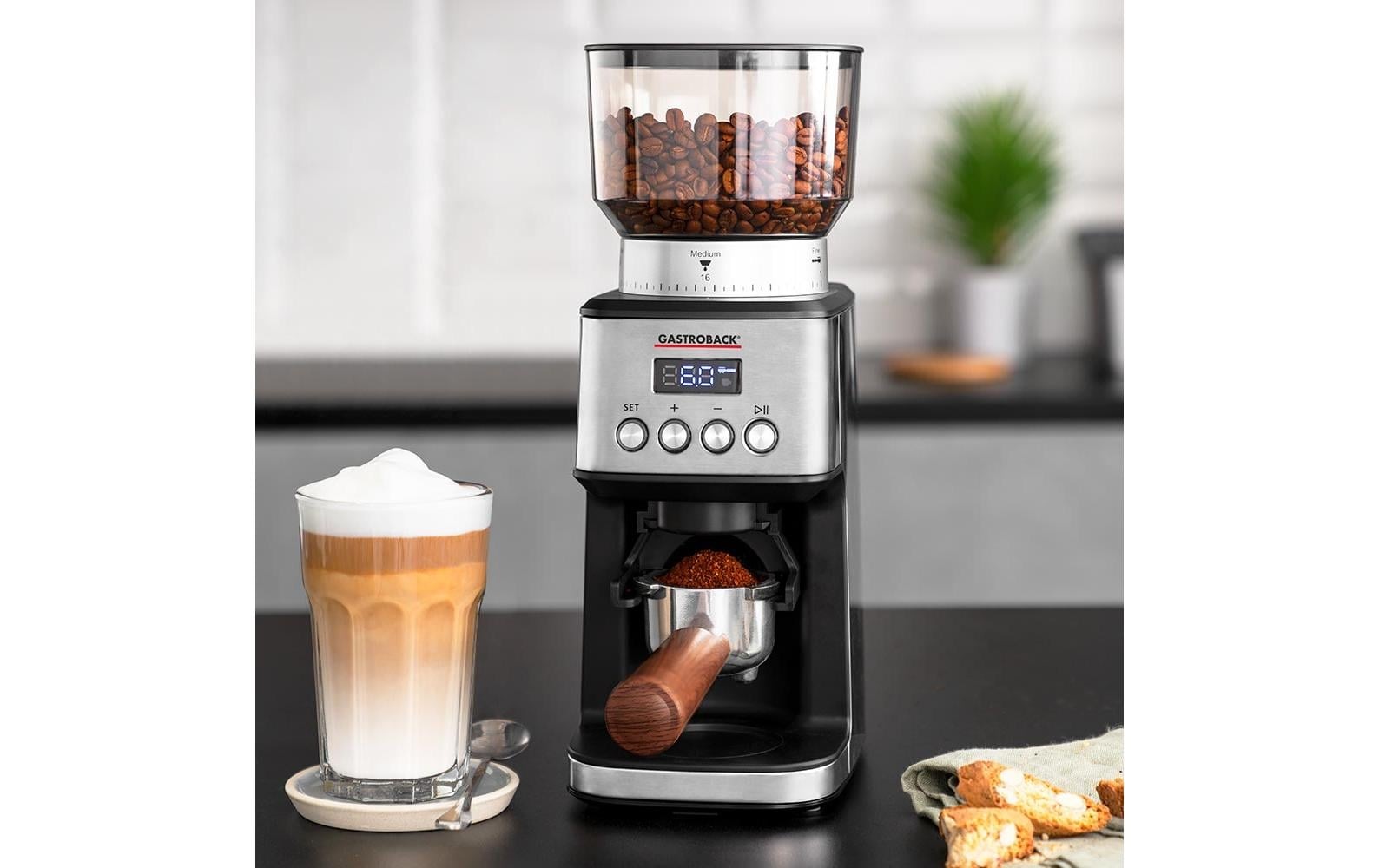 g 180 »Design Kaffeemühle 42643 bestellen 320 W, Digital Schwarz/Silber«, Bohnenbehälter Gastroback online