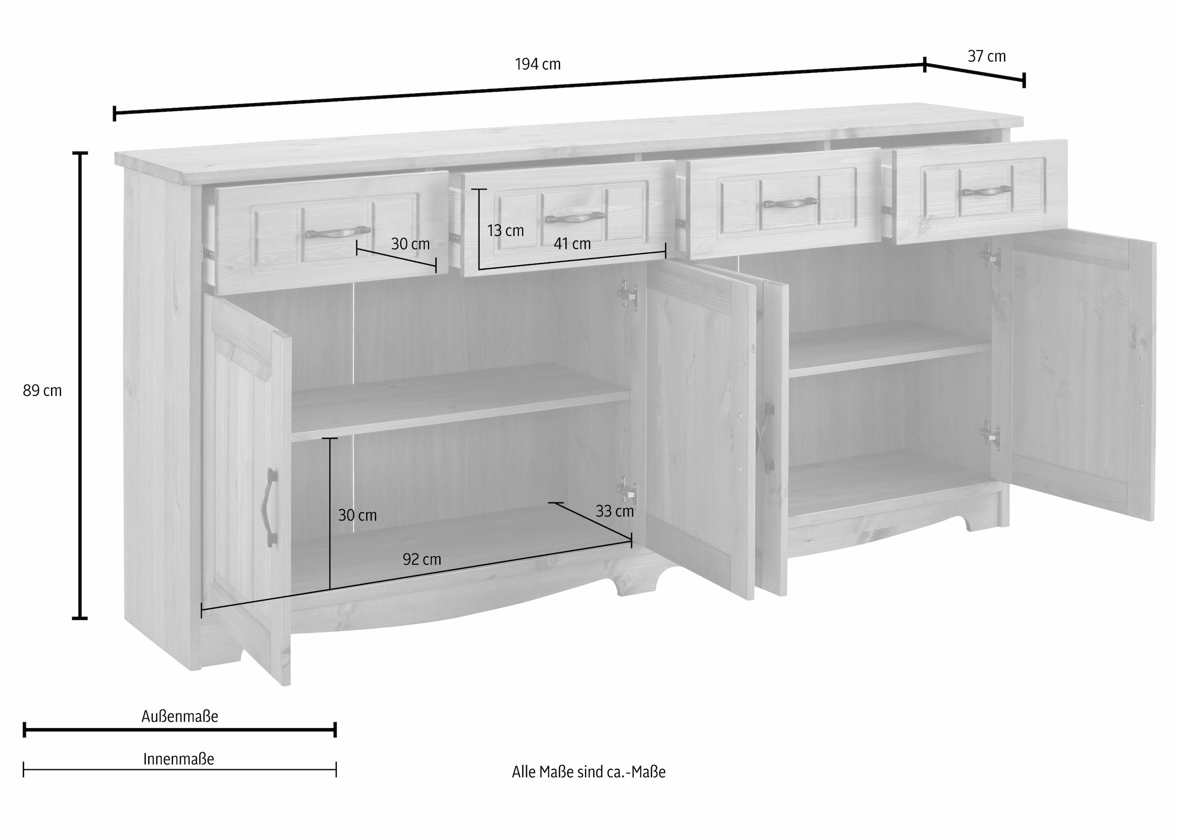 Home affaire Sideboard »Trinidad«, Kommode, Breite 194 cm