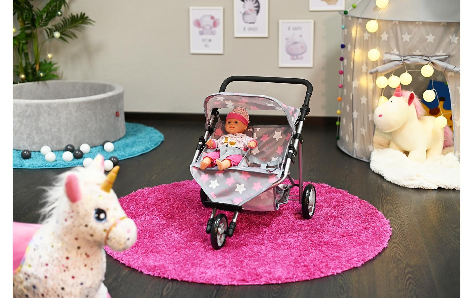 Knorrtoys® Puppen-Zwillingsbuggy »Star Grey«