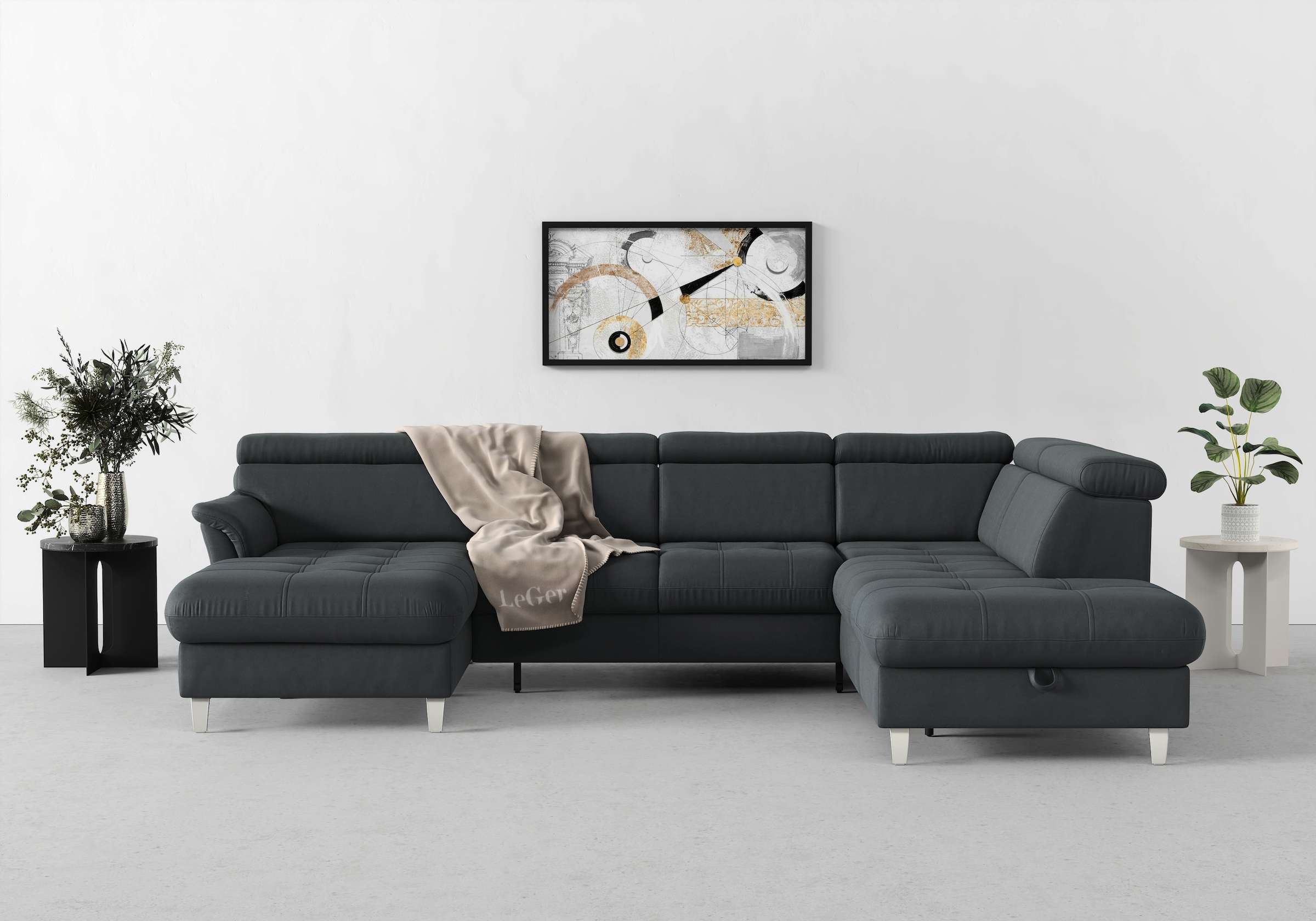 sit&more Wohnlandschaft "Marano U-Form" inklusive Kopfteilverstellung, wahlweise mit Bettfunktion, Bettkasten