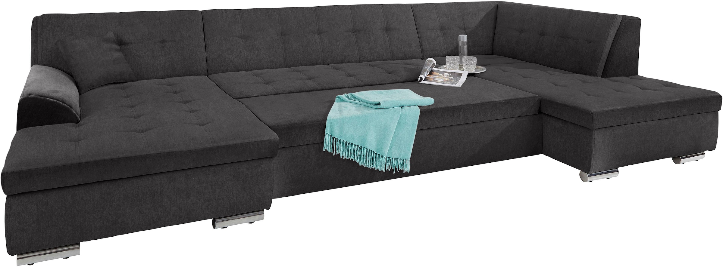 DOMO collection Wohnlandschaft »Aversa U-Form«, wahlweise mit Bettfunktion, frei im Raum stellbar