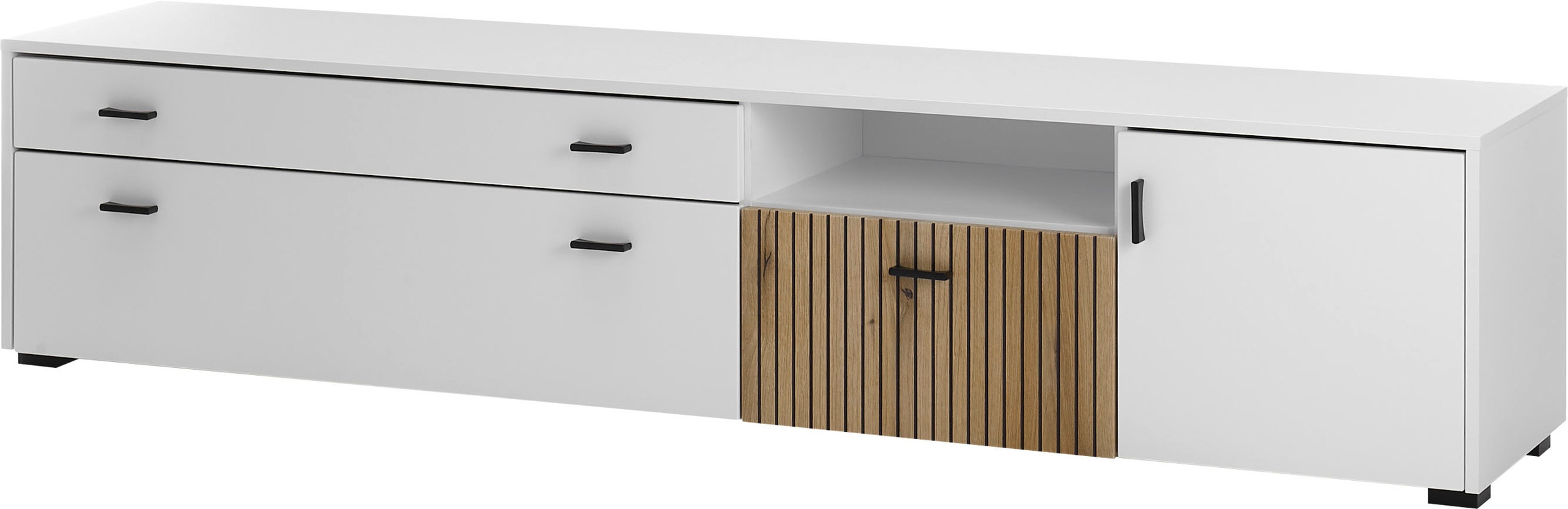 Home affaire Lowboard "Hudson" in moderner Trendfarbe, Griffe aus Metall (Schwarz), Breite 200 cm