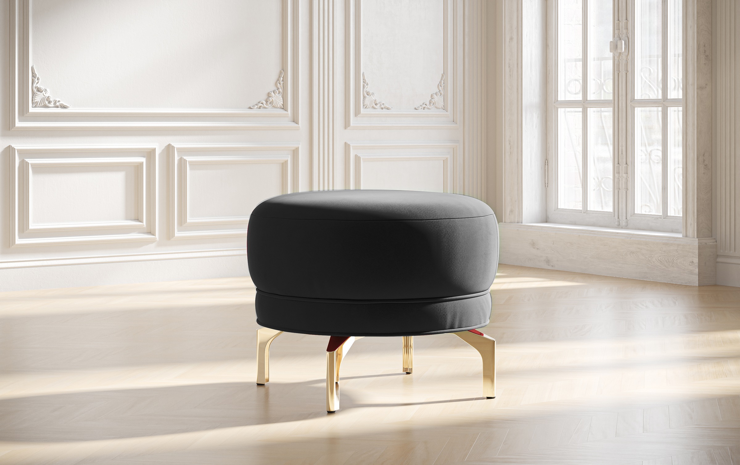 sit&more Polsterhocker »Orient 3«, goldfarbene Metallfüsse