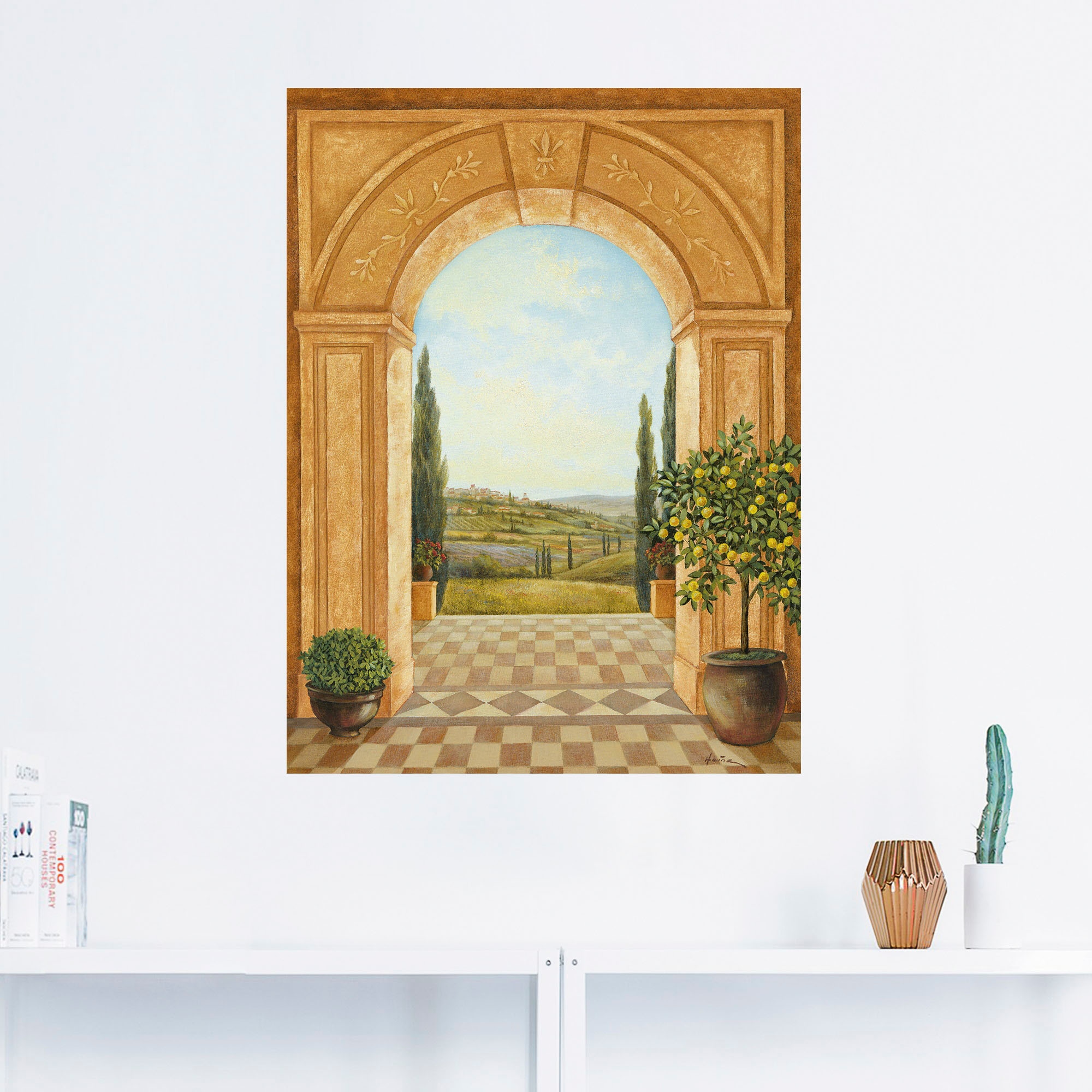 Artland Wandbild »Ausblick mit Zitronenbaum«, Fensterblick, (1 St.), als Leinwandbild, Poster, Wandaufkleber in verschied. Grössen