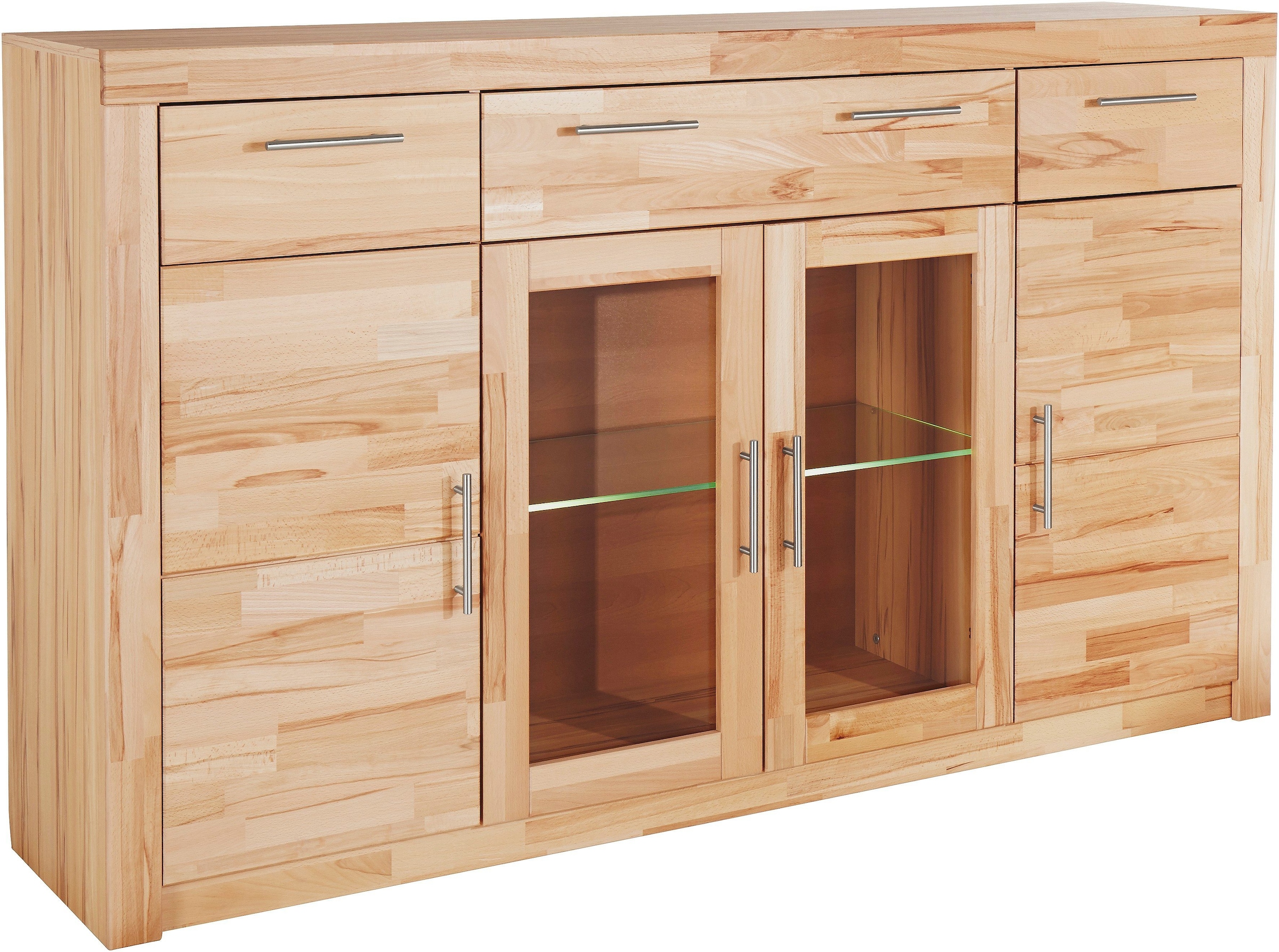 VOGL Möbelfabrik Highboard »Toronto«, opt. Glastüren, teilmassiv, Rahmenoptik, Made in Germany
