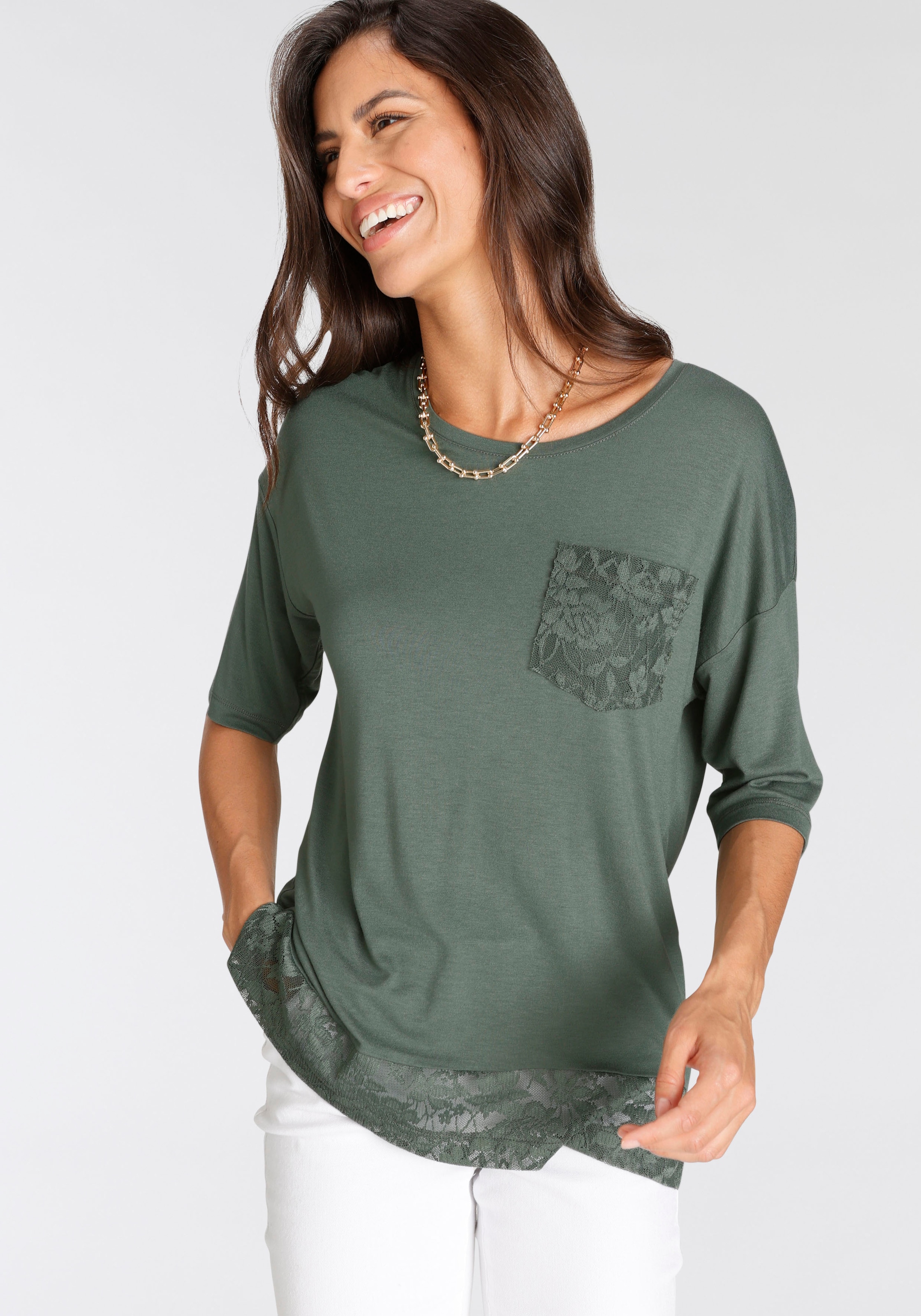 Laura Scott 3/4-Arm-Shirt, Spitzen-Details Jelmoli-Versand online bestellen | mit
