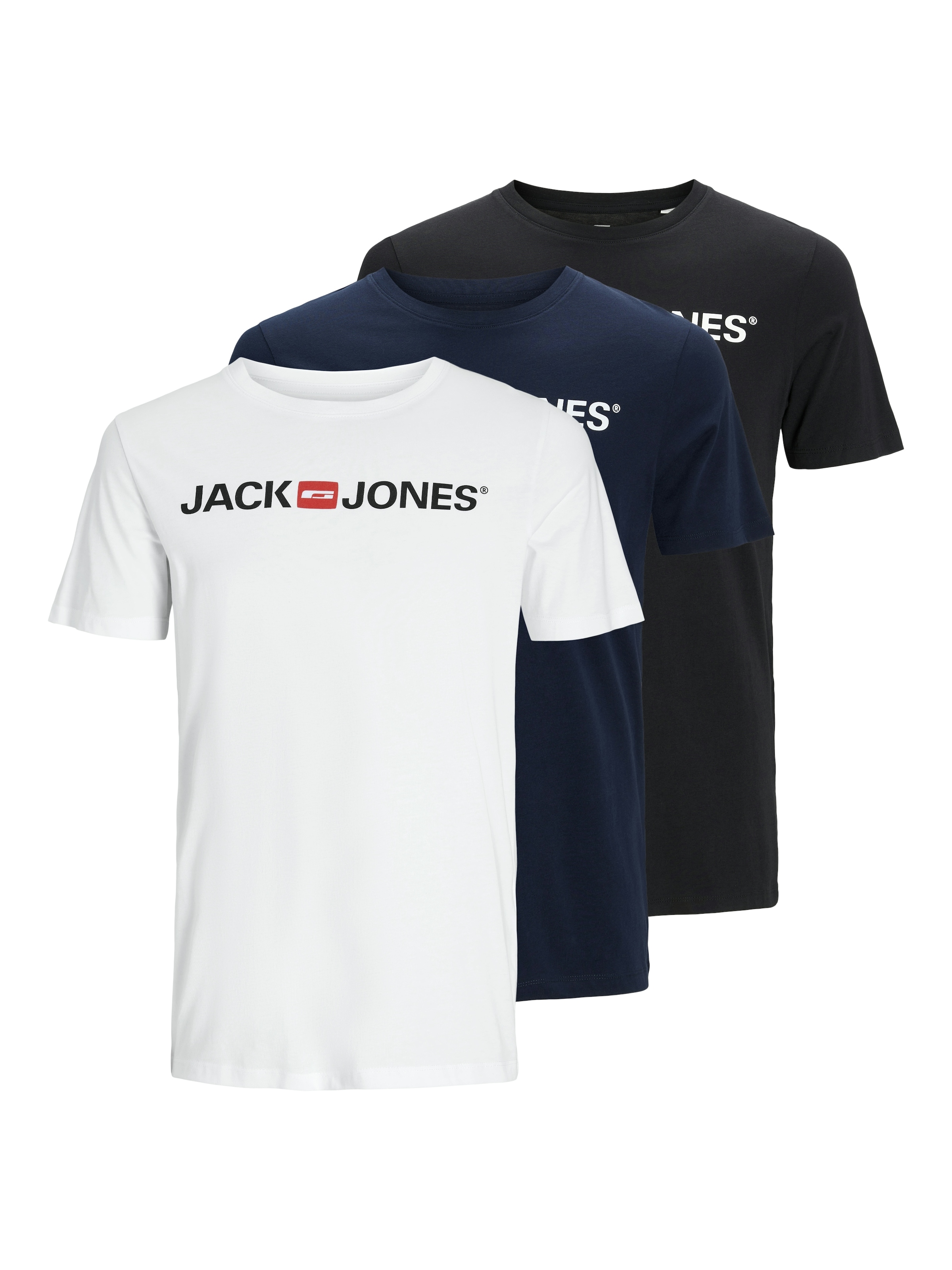 Jack & Jones Rundhalsshirt "3JJECORP LOGO TEE SS CREW NECK 3PKMP NOOS" Packung, 3er-Pack, 3 Baumwolle, normal geschnitten