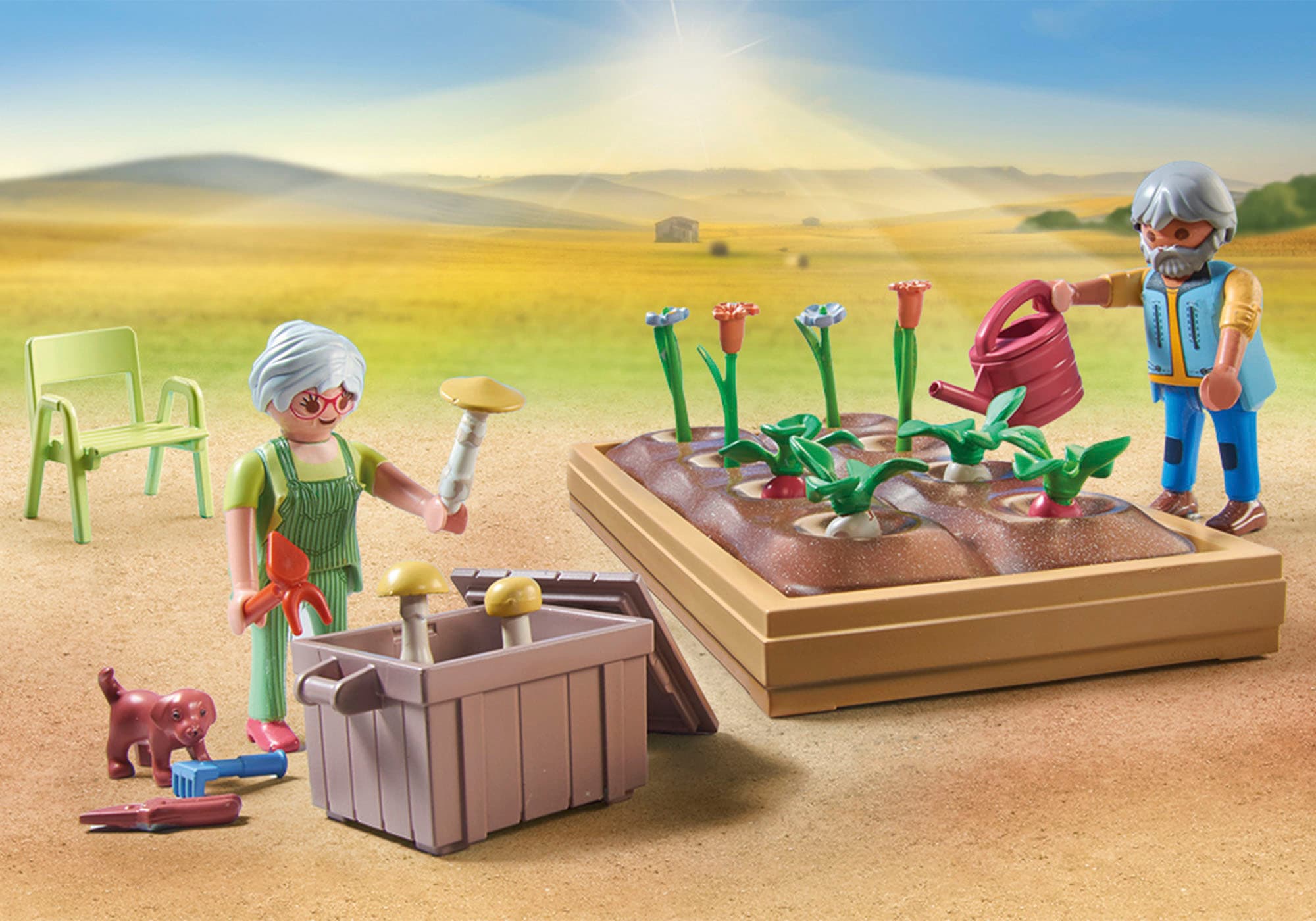 Playmobil® Konstruktions-Spielset »Idyllischer Gemüsegarten bei den Grosseltern (71443), Country«, (69 St.), teilweise aus recyceltem Material; Made in Europe