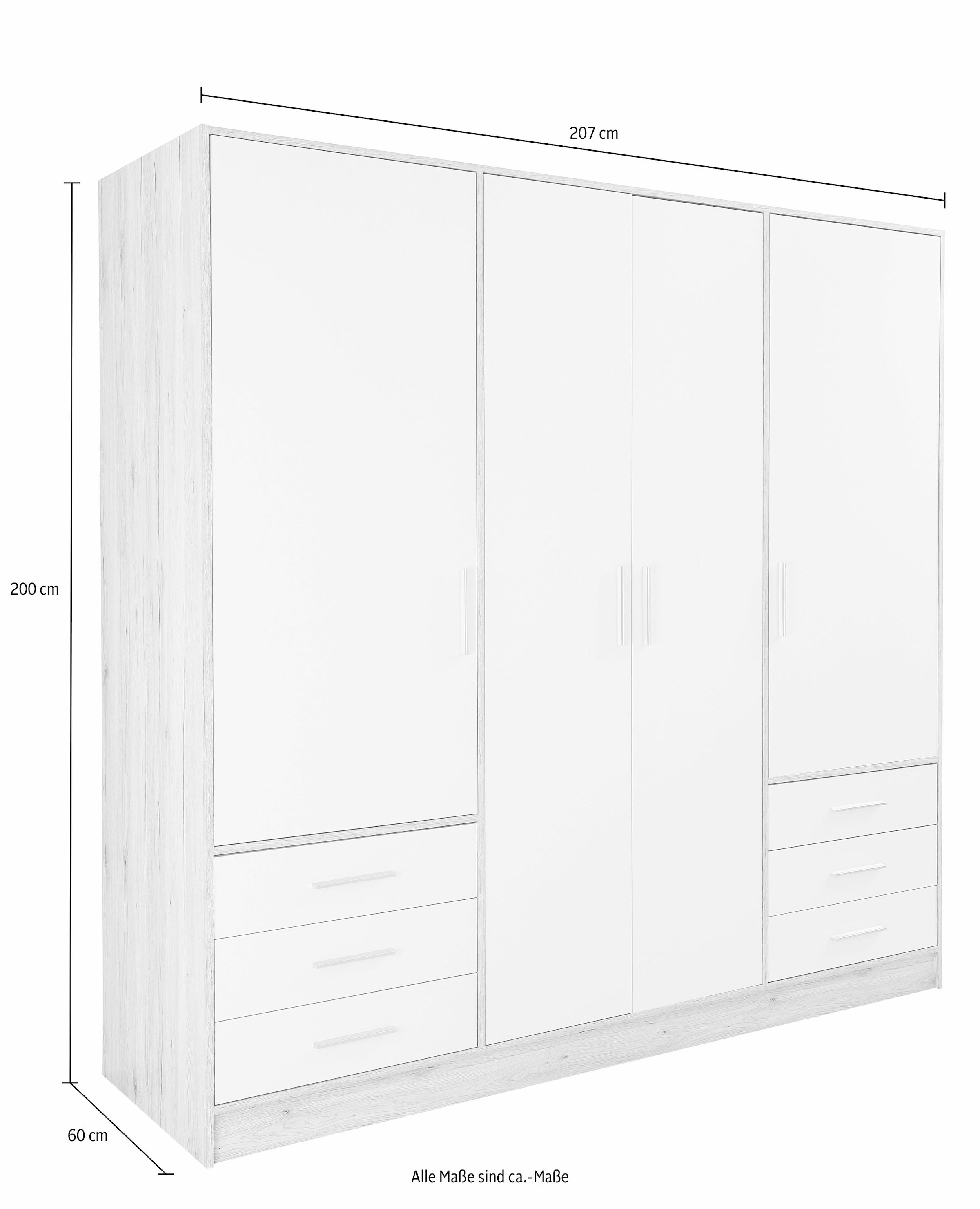 FORTE Kleiderschrank »Jupiter, Made in Europe, mit Schubladen«, (Masse (T/H): 60/200 cm), Stauraum, 2 Breiten, 4 Farben, Schubladen, variable Einlegeböden