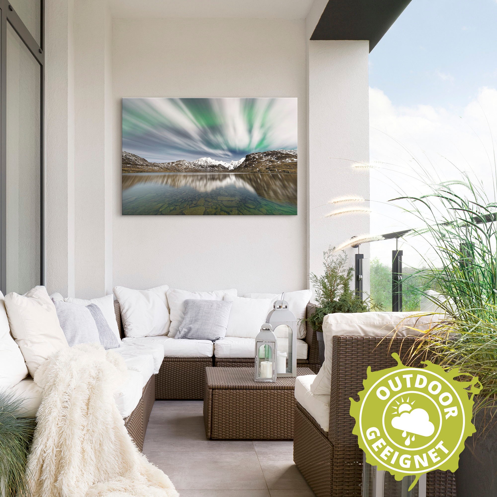 Artland Wandbild »Polarlicht über einer Bergkette«, Berge & Alpenbilder, (1 St.), als Alubild, Leinwandbild, Wandaufkleber oder Poster in versch. Grössen