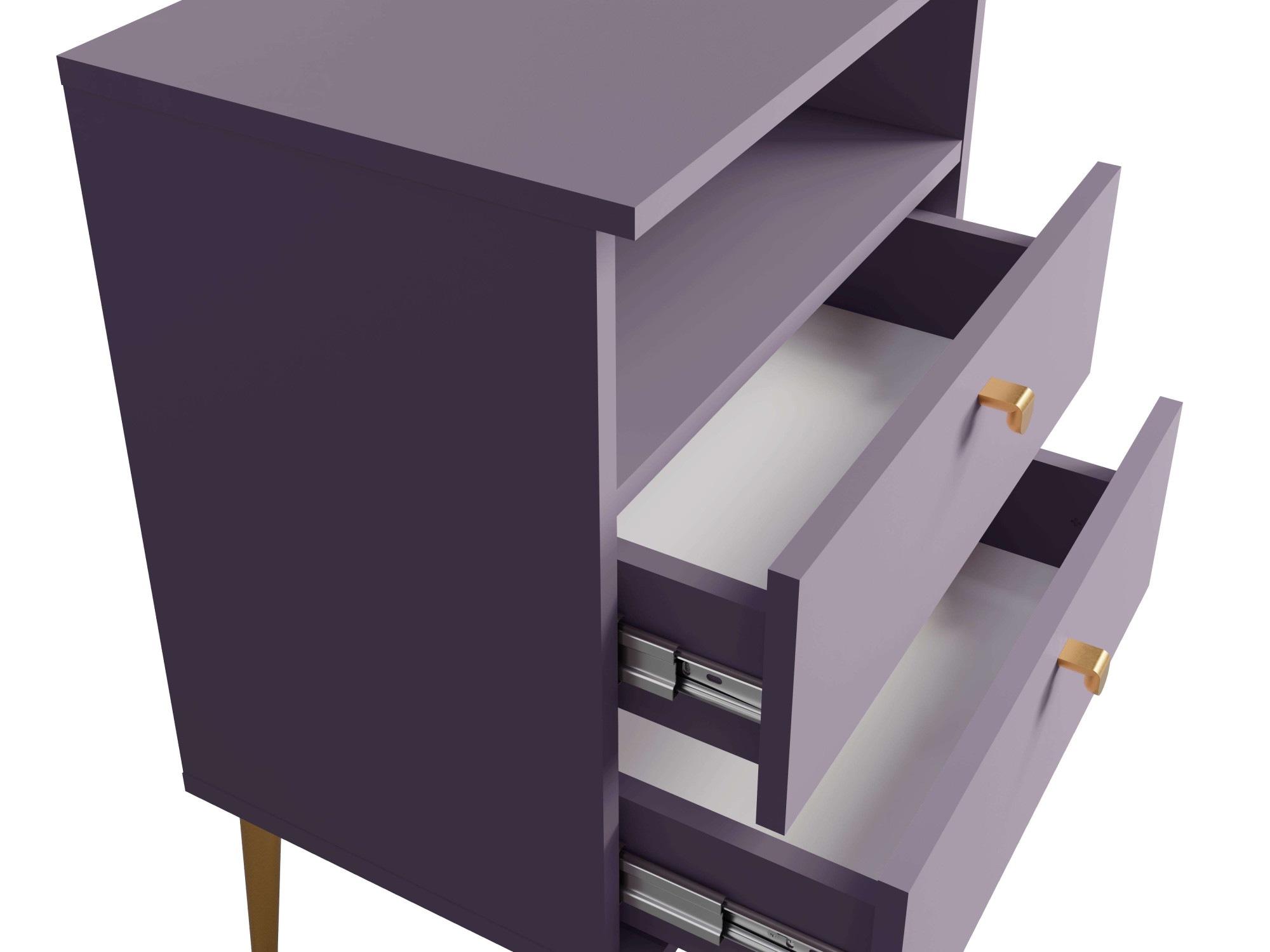 Home affaire Nachttisch »Elyria, Metallgriffe, FSC-zertifizierter Holzwerkstoff«, (Nachtkommode B/T/H 50/34/69cm), mit 2 Schubladen, 1 offenes Fach, viele Farben mit goldfarbenfb. Details