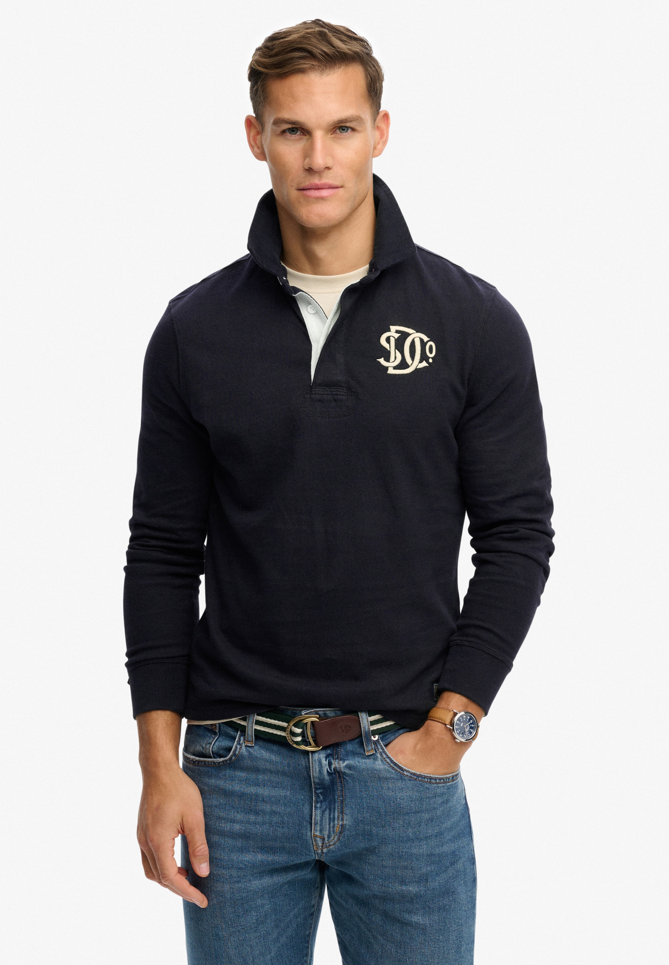 Superdry Langarmshirt "VINTAGE ATHLETIC RUGBY" Baumwolle, relaxed fit