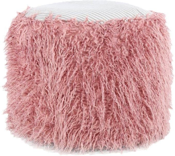 Kayoom Pouf »Fellpouf Bobtail 125, Fellhocker in zweifarbigem Design«, (1 St.), modern, dekorativ, kindersicherer Reissverschluss an der Unterseite