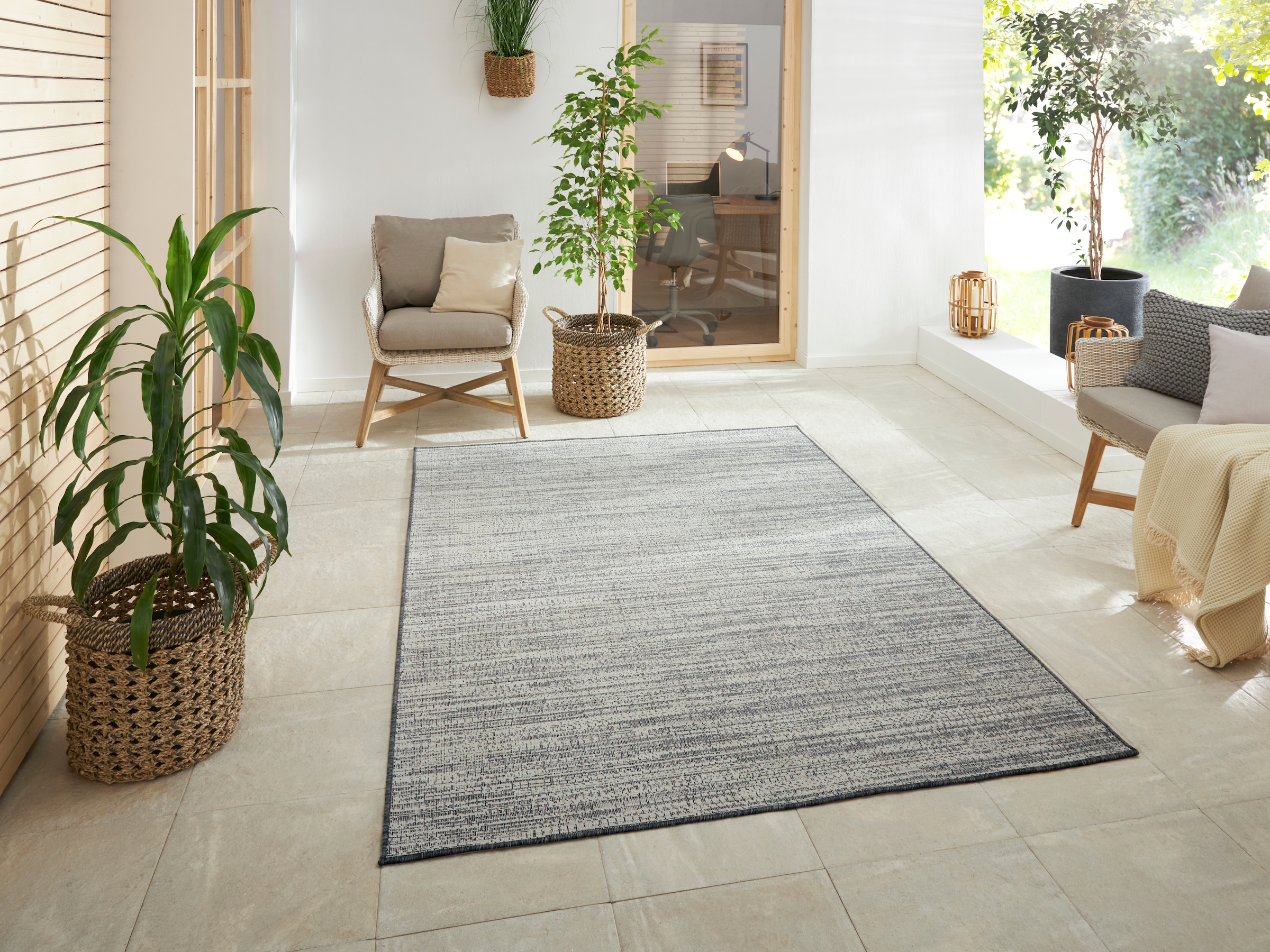ELLE DECORATION Teppich »Mèlange Wendeteppich«, rechteckig, 5 mm Höhe, Flachgewebe, In-& Outdoor, Modern, beidseitig, Balkon, Wohnzimmer