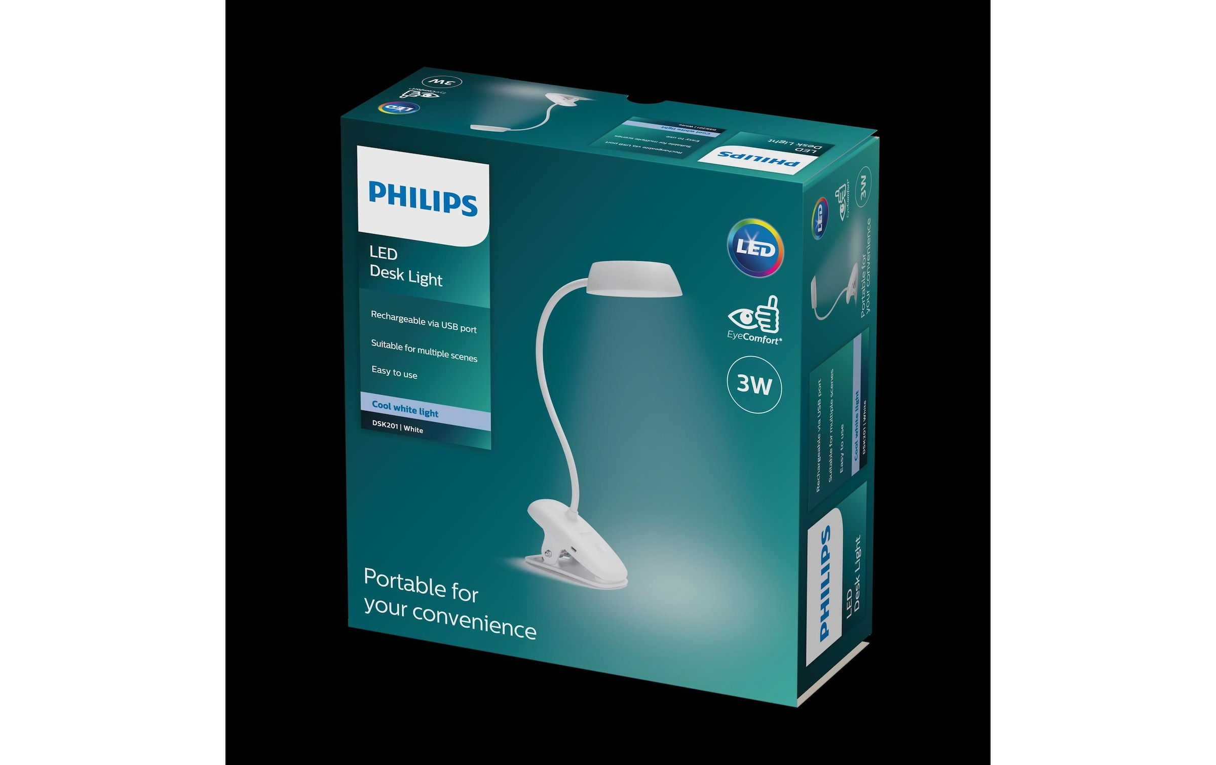 Philips LED Schreibtischlampe »Donutclip, 2.3W, 4000K, USB,«, 1 flammig