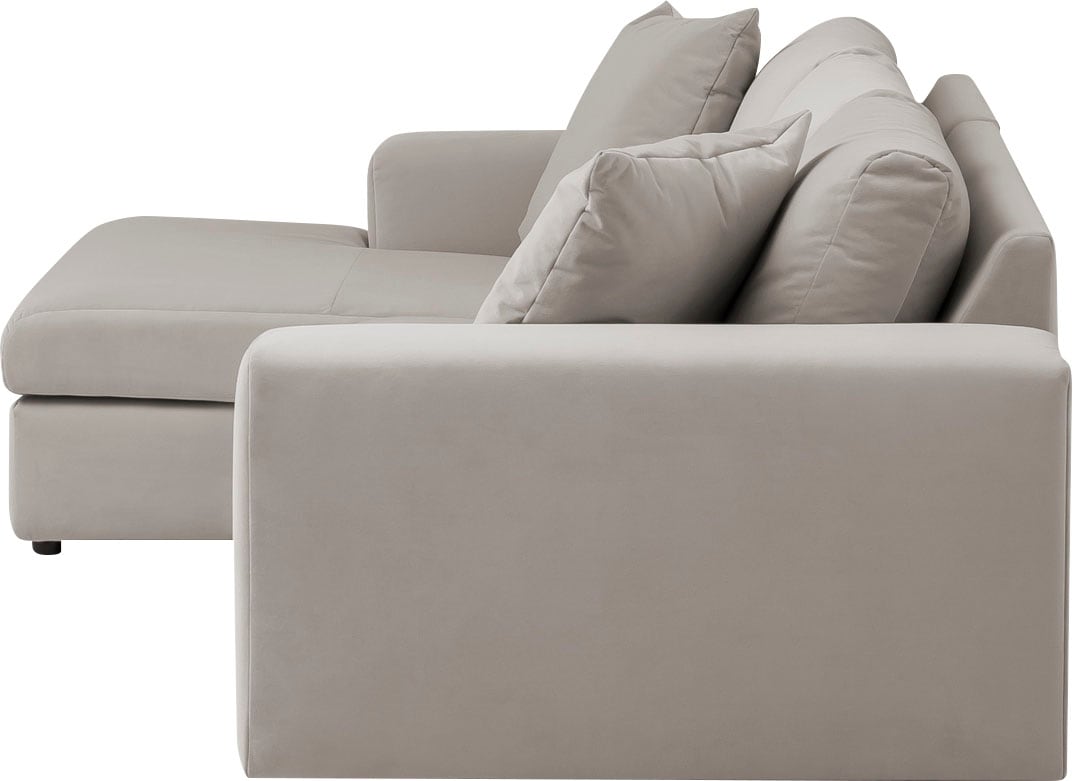 andas Ecksofa »SLEETLAND XXL in Samtvelours oder Vintage-Leder-Optik, L-Form,«, besonders gross und bequem
