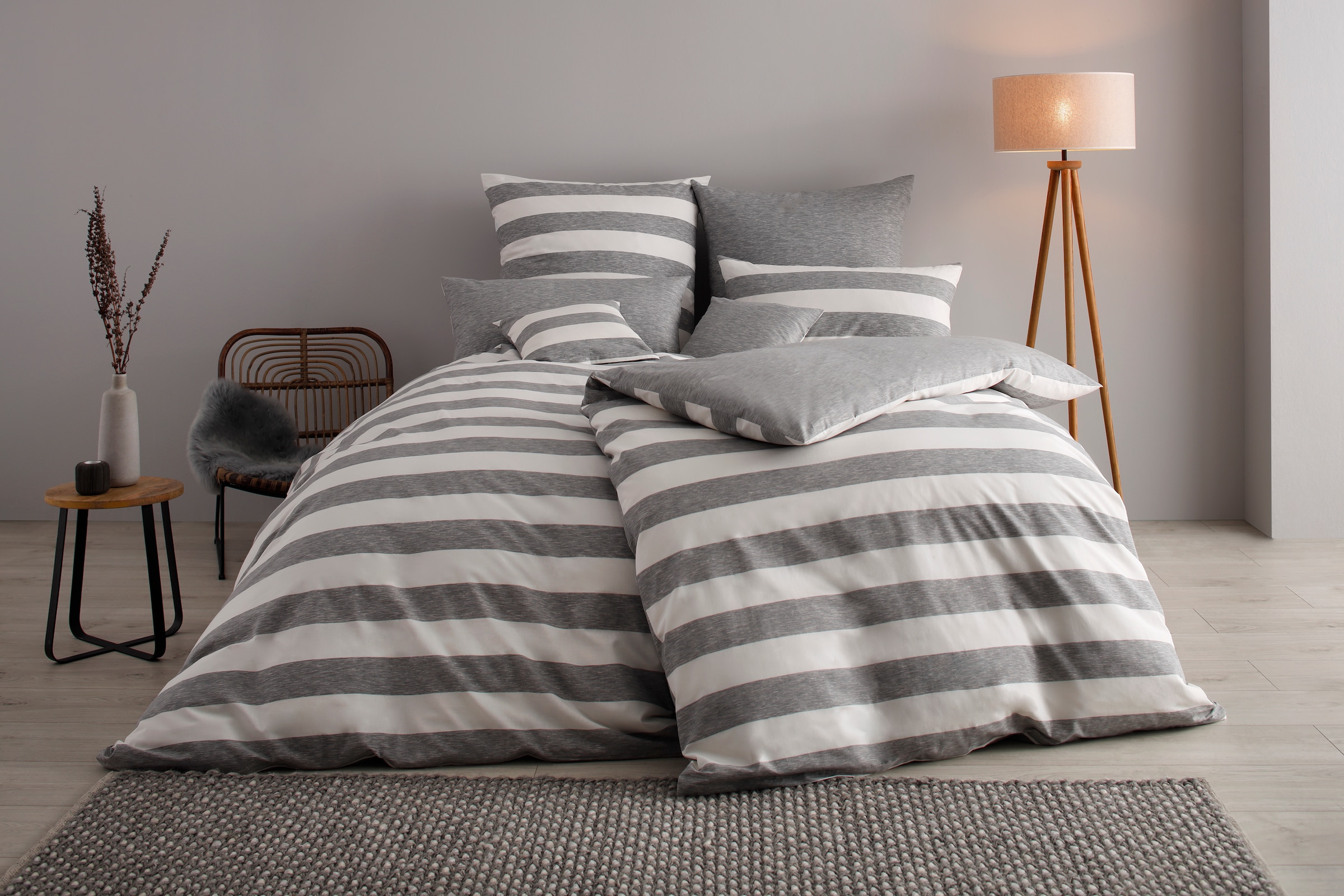 GOODproduct Spannbettlaken »Big Stripe in Gr. 90x200, 140x200 oder 180x200 cm«, aus Bio-Baumwolle, für Matratzen bis 30 cm Höhe, Bettlaken