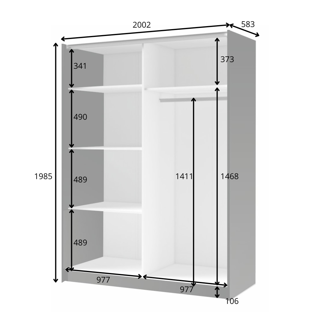 Home affaire Kleiderschrank »Kleiderschrank Charisy mit 4 Einlegeböden und Kleiderstange«, Garderobe mit 2 Schwebetüren und Lamellen, B/H/T 200/198,5/62 cm