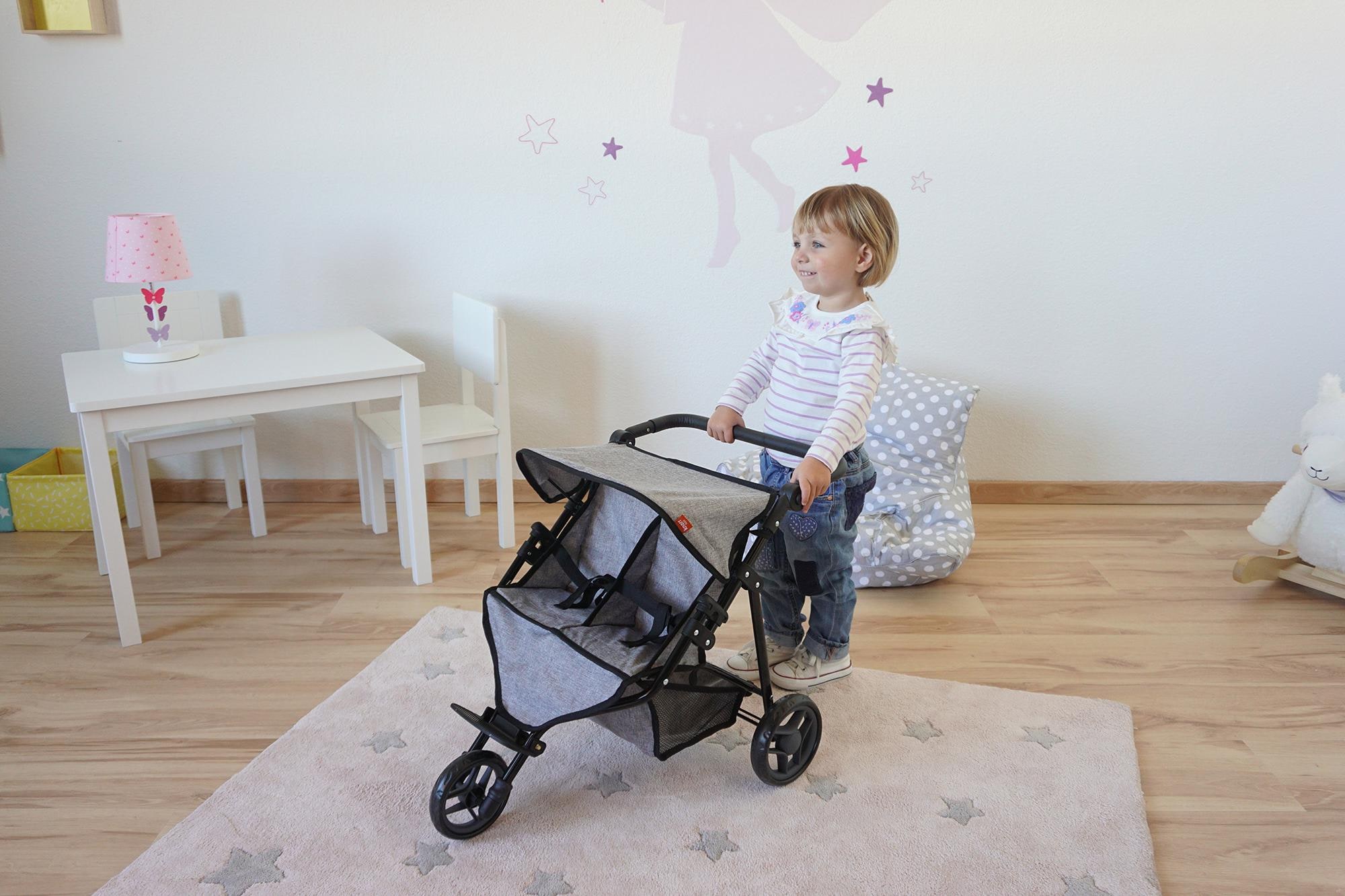 Knorrtoys® Puppen-Zwillingsbuggy »Duo - Jeans Grey«