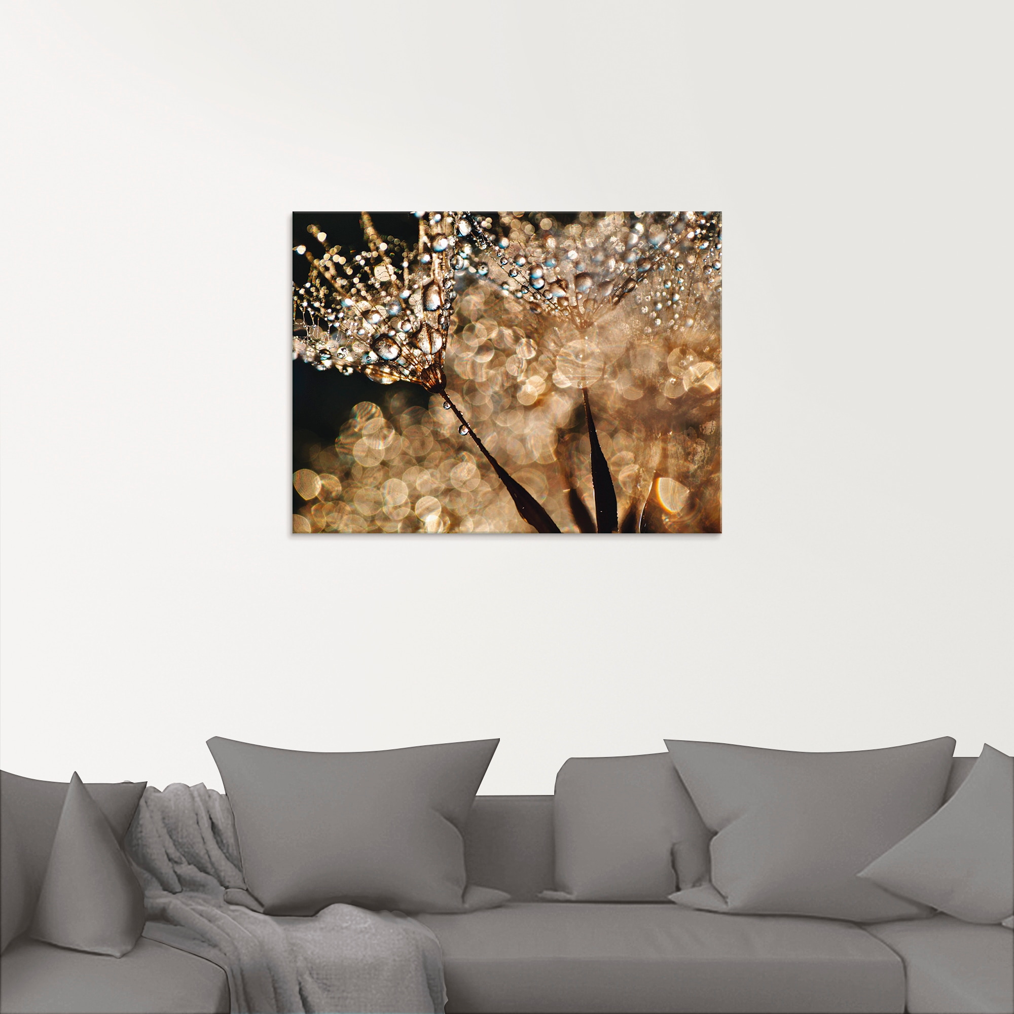 Artland Glasbild »Pusteblume Goldschimmer«, Blumen, (1 St.), in verschiedenen Grössen
