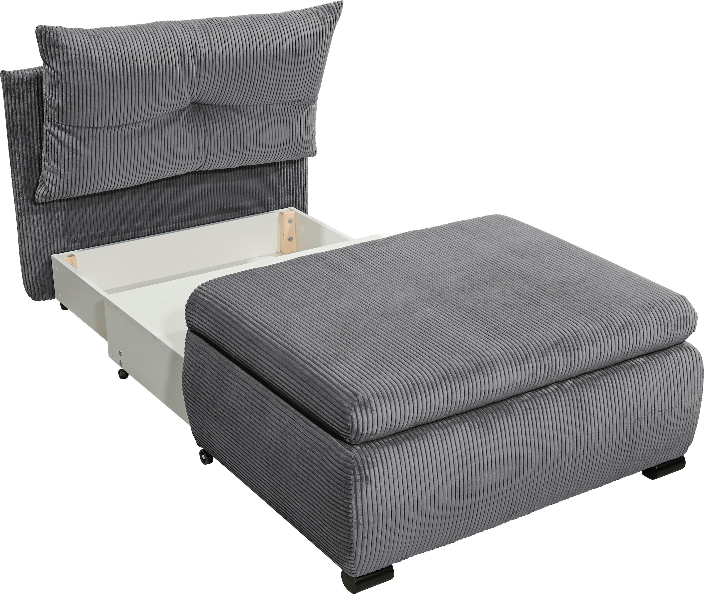 ED EXCITING DESIGN Schlafsofa »Charlie«, frei im Raum stellbar, mit Bettkasten, Schlaffunktion & 1 Rückenkissen