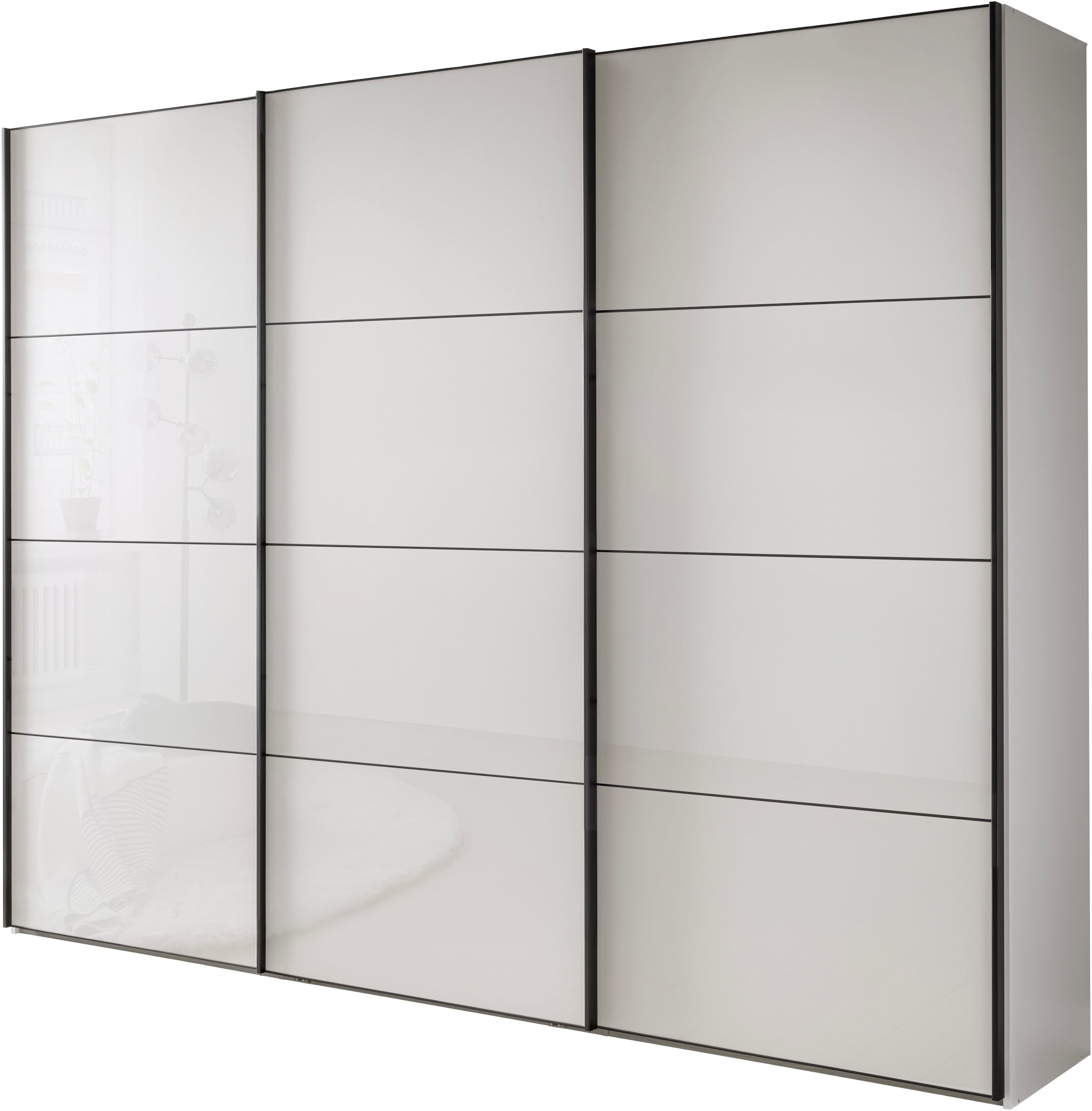 WIEMANN Schwebetürenschrank "Phoenix, Made in Germany, modernes Design, Highlight, Blickfang" Viele Farbkombinationen, in 4 Breiten und in 2 Höhen erhältlich, maximaler Staurraum, inkl.Einlegeböden, Wäscheböden u. Dämpfer