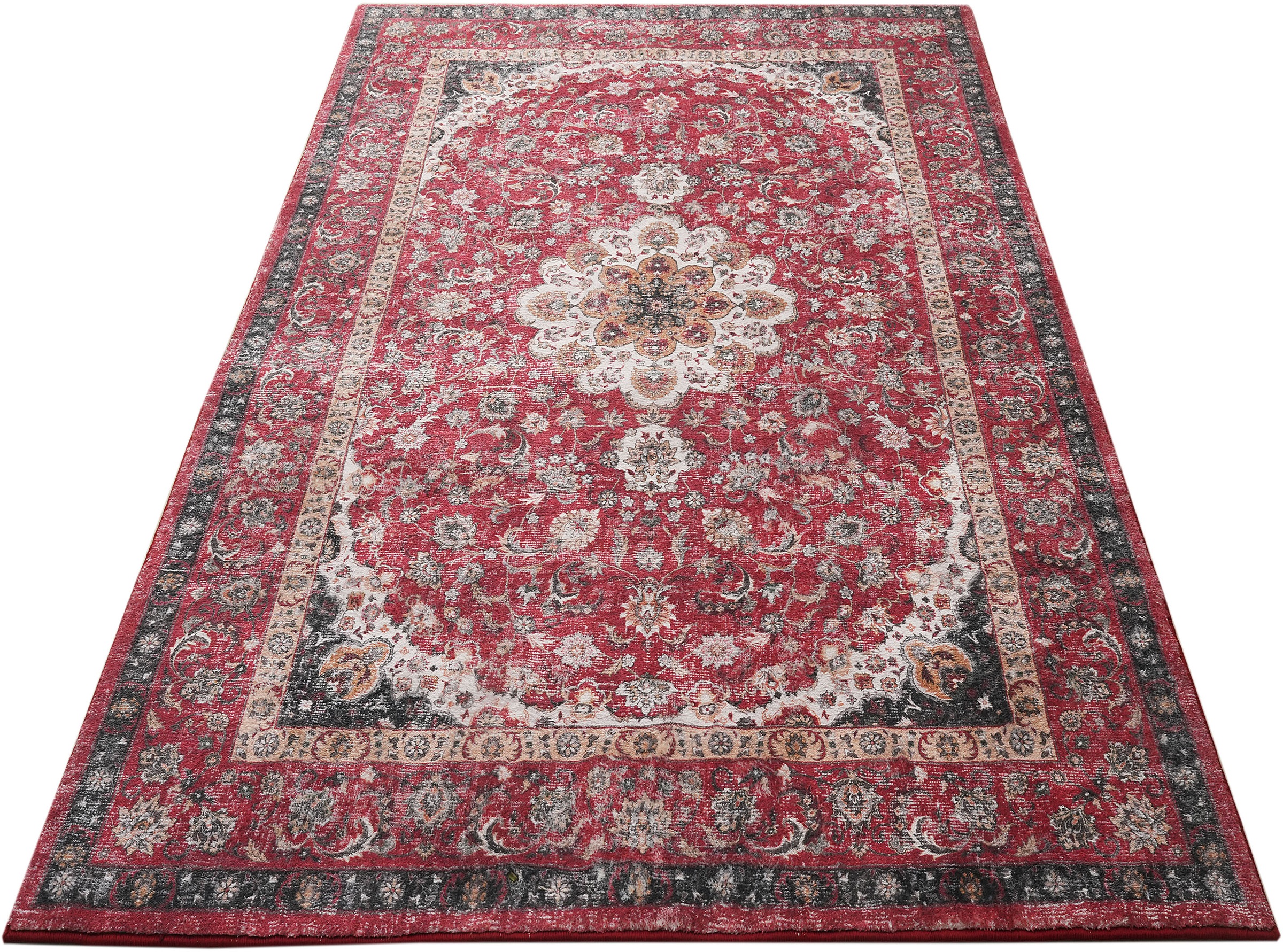 my home Teppich »Omar, Druckteppich, orientalisches Design, mehrfarbig, bedruckt«, rechteckig, 13 mm Höhe, Orient-Optik, Vintage Design, weich, Wohnzimmer, Schlafzimmer