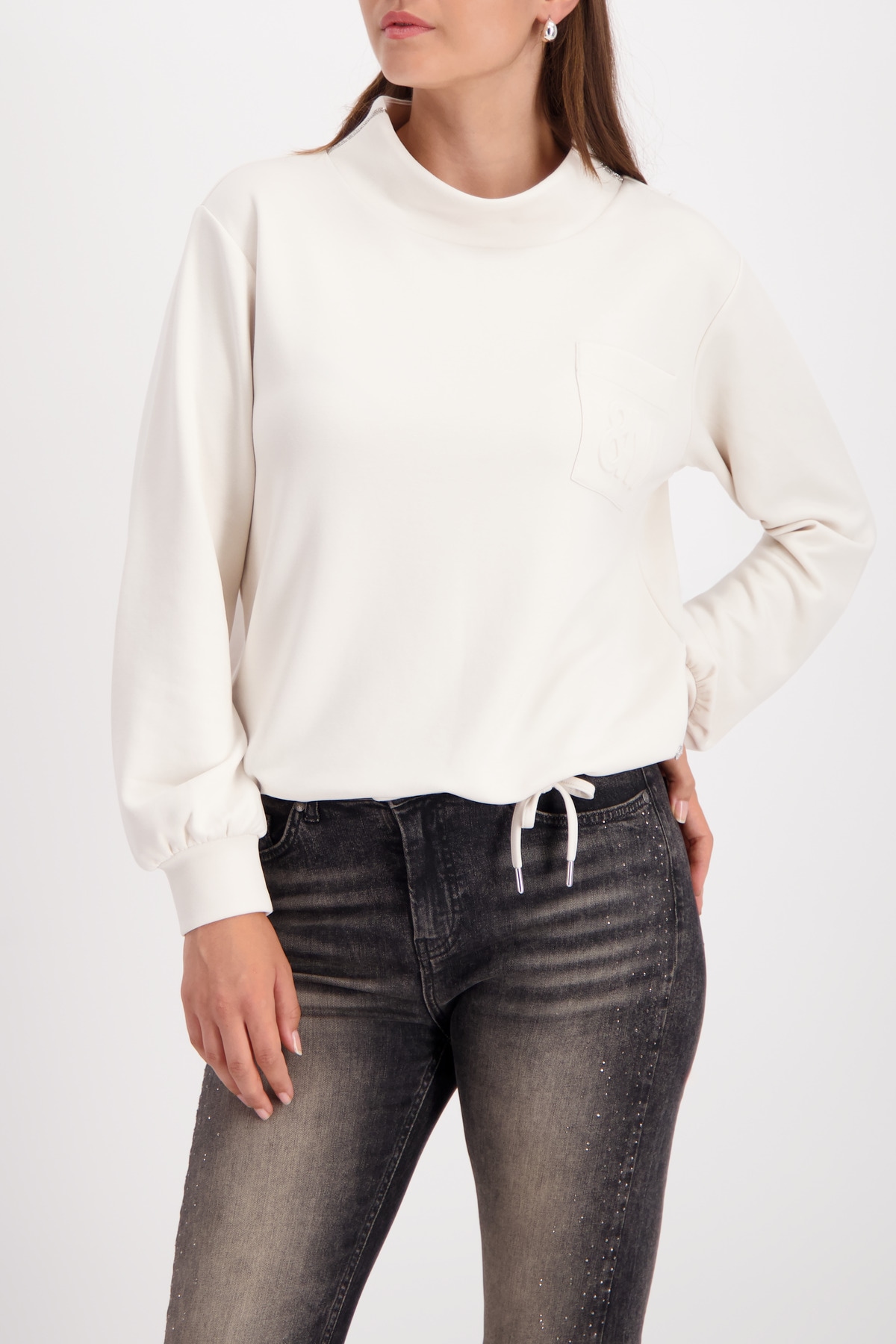 Monari Sweatshirt »Sweatshirt Basic Schmuckdetail«, Regular fit mit Stehkragen