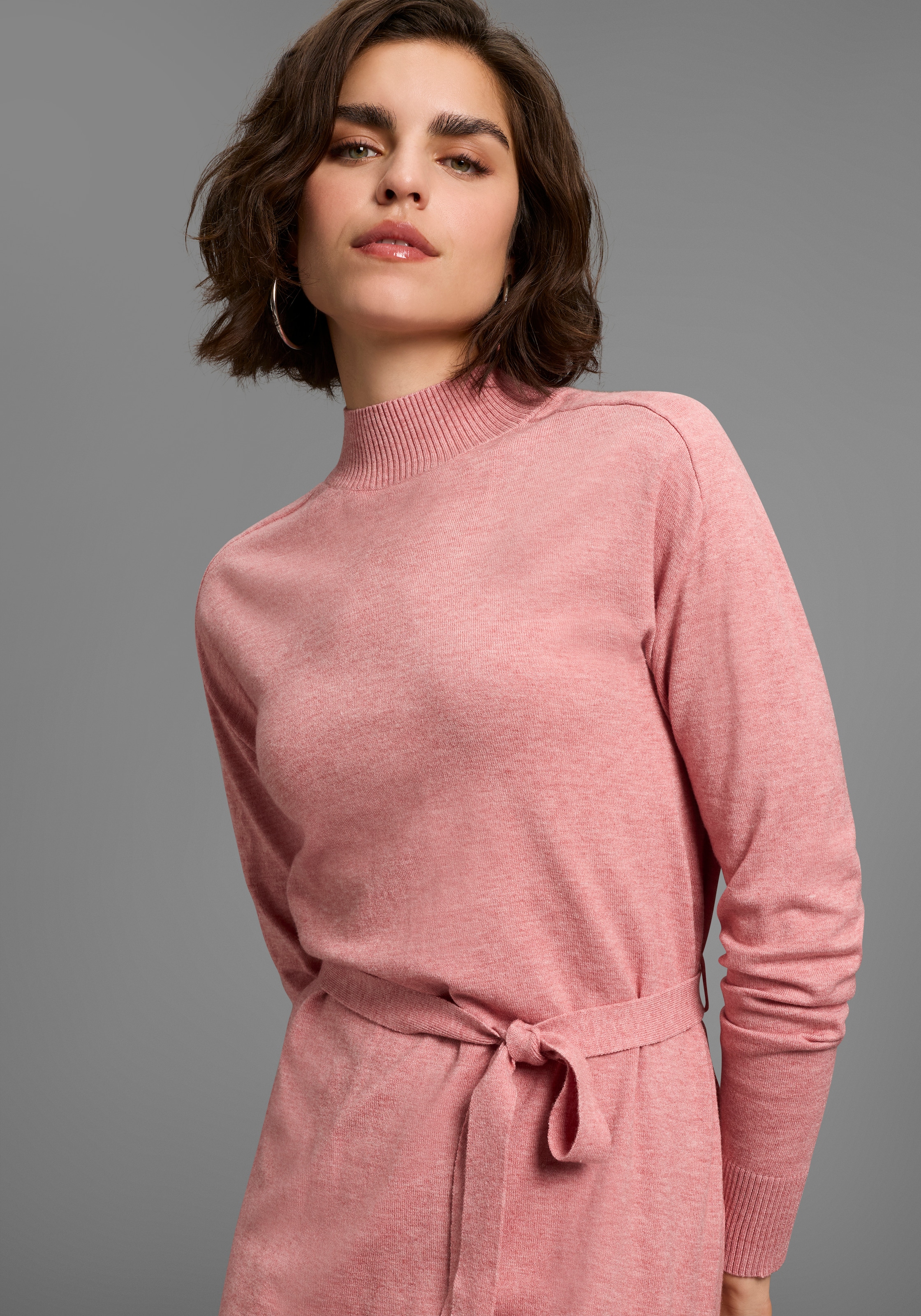 Laura Scott Strickkleid, mit Bindegürtel und Stehkragen - NEUE KOLLEKTION