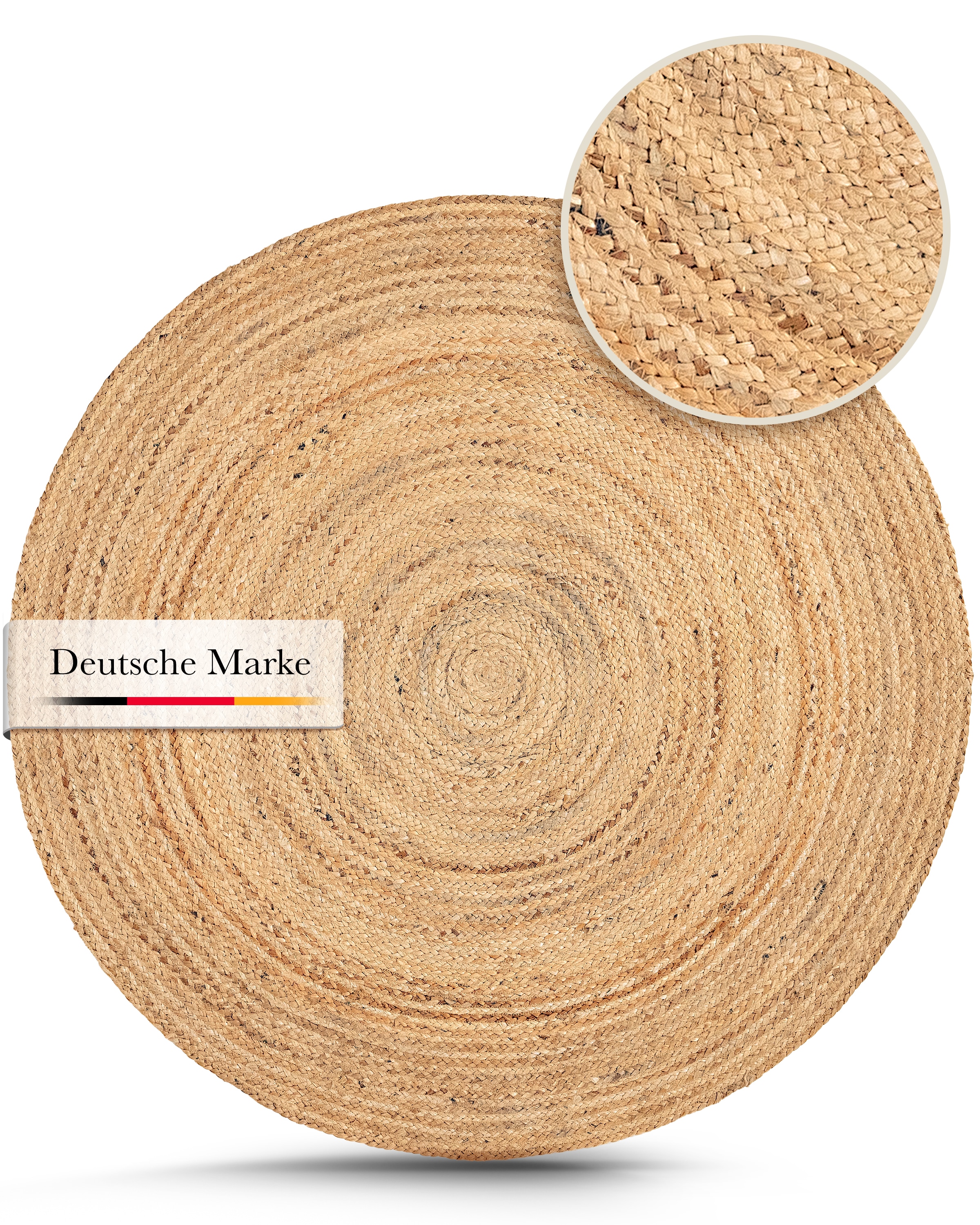 carpetfine Teppich »Nele Juteteppich Naturfaser«, rund, 6 mm Höhe, geflochtener Wendeteppich aus 100%Jute, in rund und oval, viele Grössen