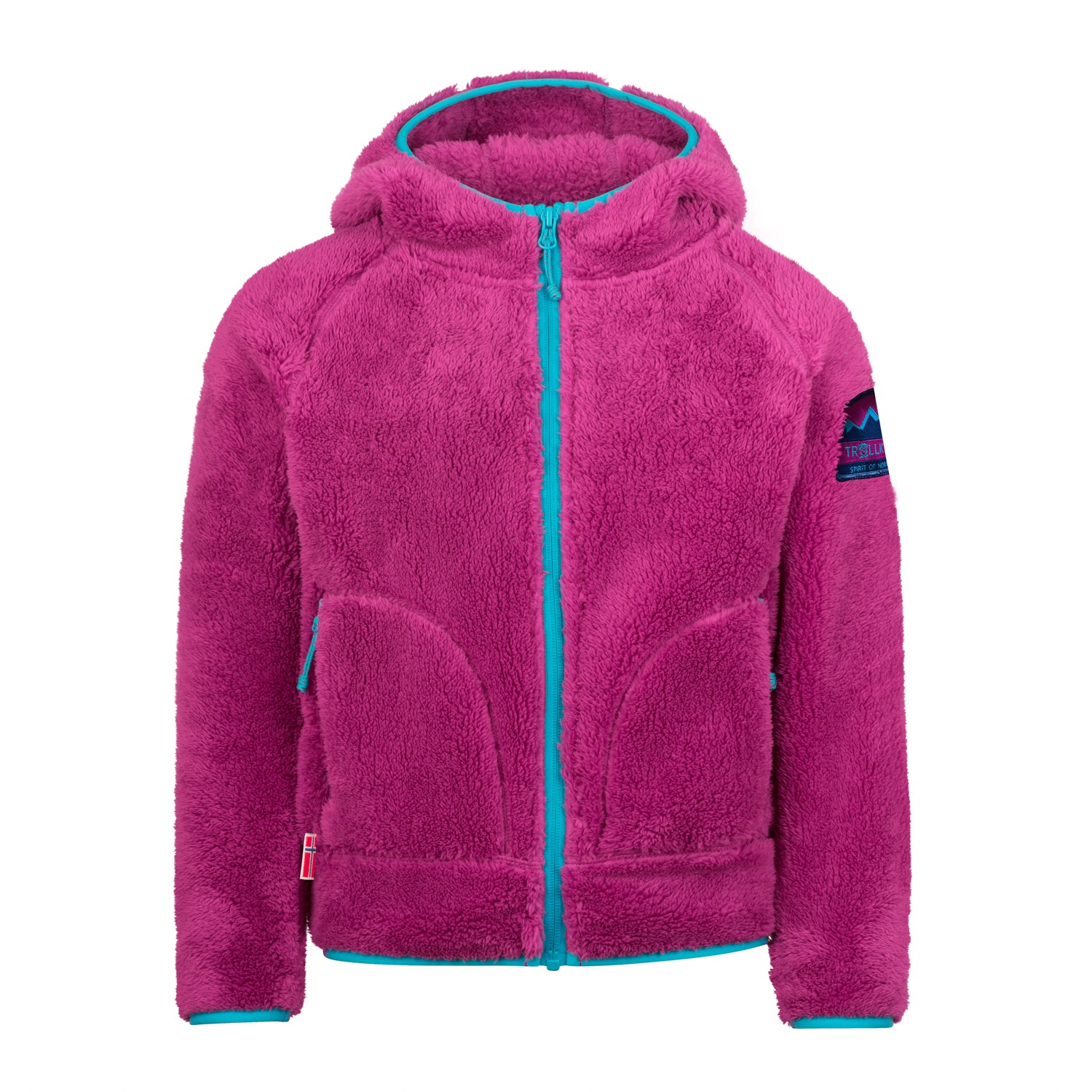 Trollkids, Unisex, TROLLKIDS Fleecejacke »GIRLS BORGUND JACKET XT«, bright berry, schwarz turquoise, 164, Fleecejacke von Trollkids