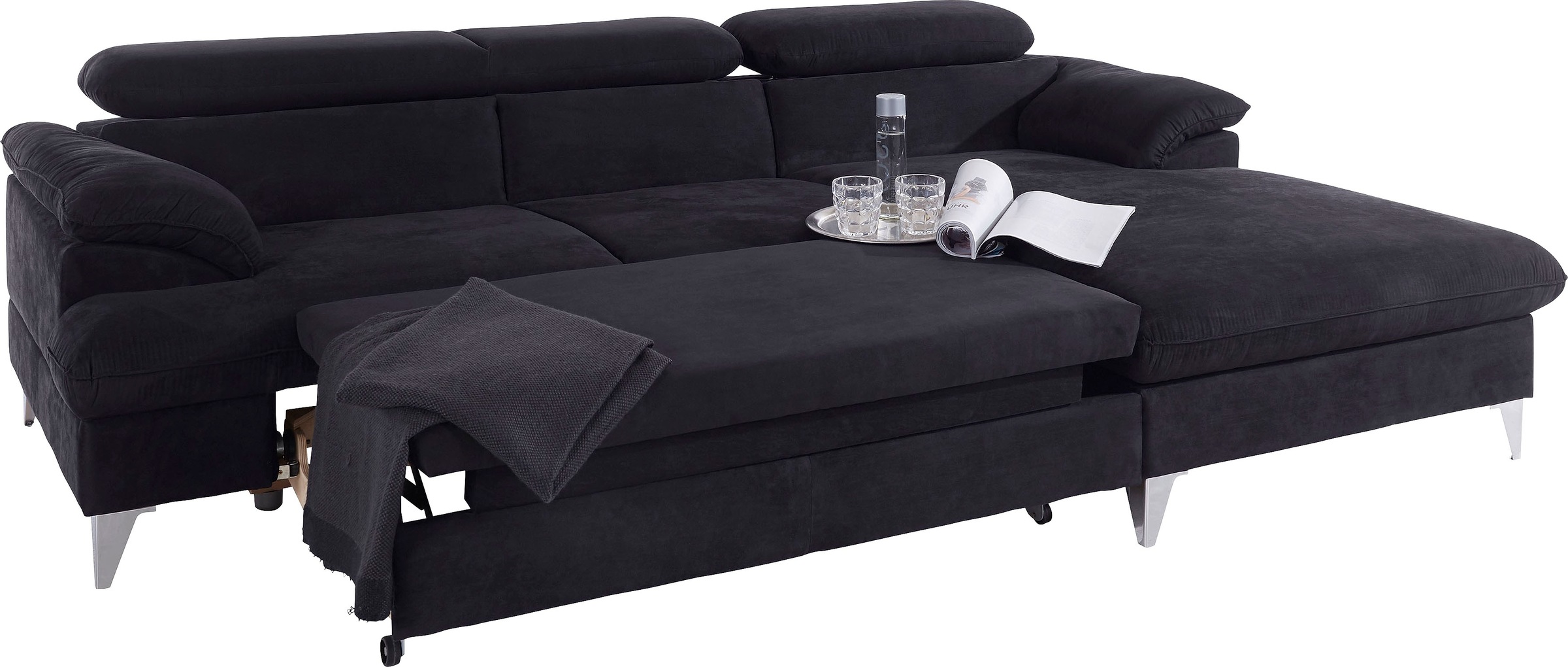 COTTA Polstergarnitur »Caluso L-Form«, (2 tlg.), Set bestehend aus: Ecksofa mit Kopfteilverstellung & Hocker