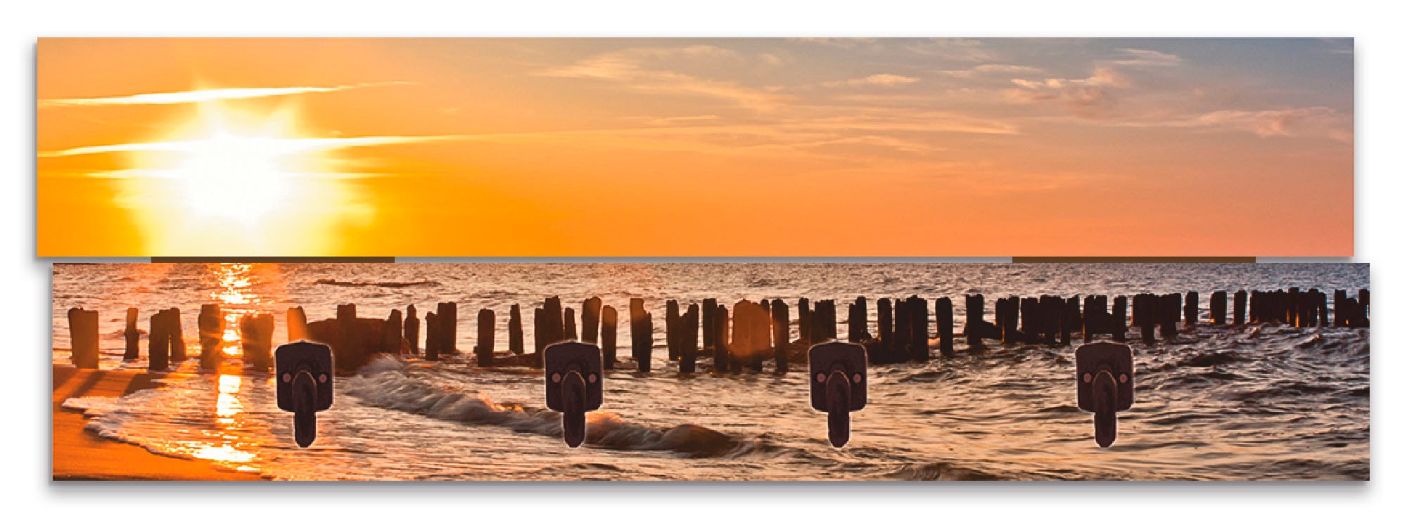 Artland Garderobenleiste »Schöner Sonnenuntergang am Strand«, teilmontiert