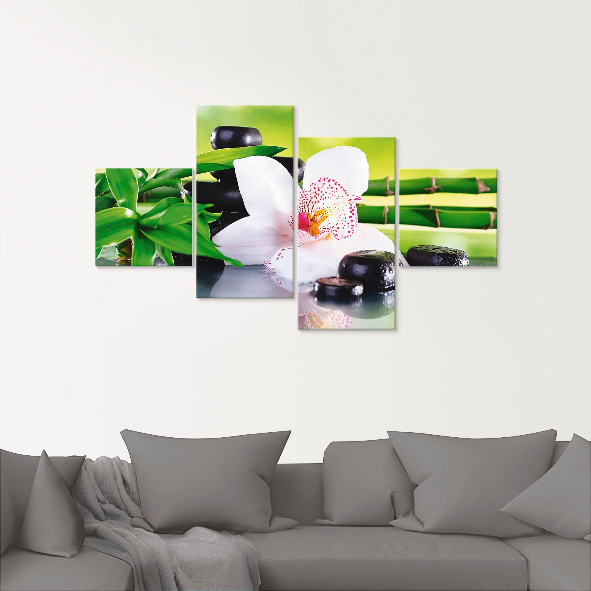 Artland Glasbild »Spa Steine Bambus Zweige Orchidee«, Zen, (4 St.), in verschiedenen Grössen