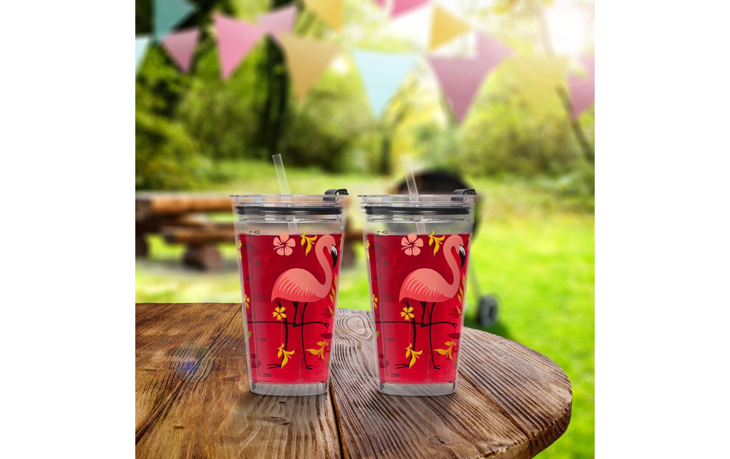 relaxdays Glas »Flamingo 4 Stück 450 ml«