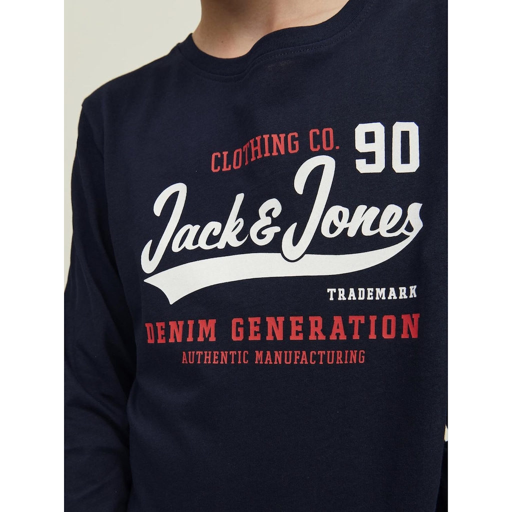 Jack & Jones Junior Langarmshirt »JJELOGO TEE LS O-NECK 2 COL SS24 MNI«