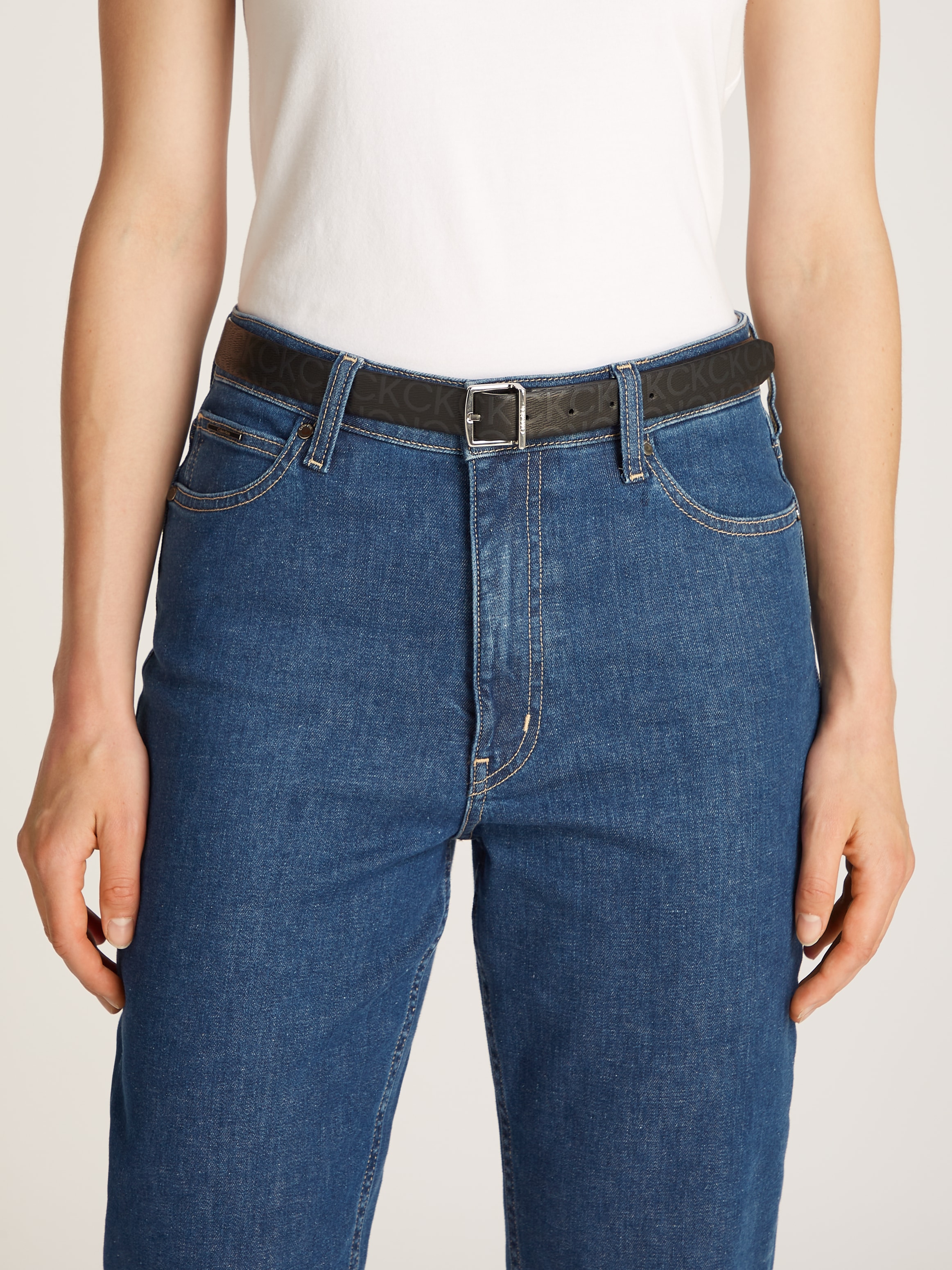 Calvin Klein Ledergürtel »MUST SQR BUCKLE BELT 2.5_EPI«, mit Logoprägung