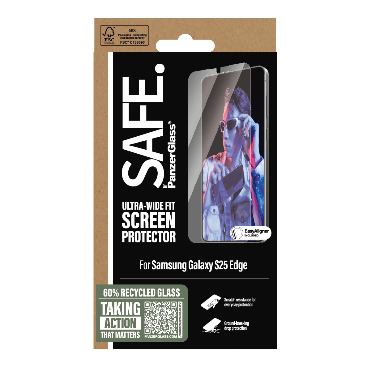 SAFE by PanzerGlass Displayschutzglas »Ultra-Wide Fit Screen Protection«, für Samsung Galaxy S25 Edge, Displayschutzfolie, Schutzfolie, Bildschirmschutz, kratz- & stossfest
