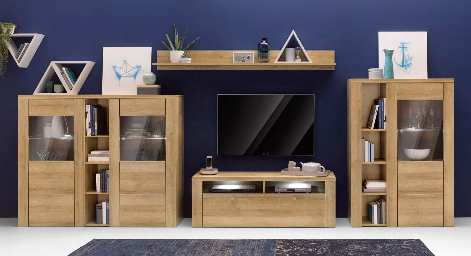 OTTO home Vitrine "Larona, zeitlose Glasvitirne, Hochschrank Höhe 145 cm" Stauraumvitrine mit dekorativer Rahmenoptik