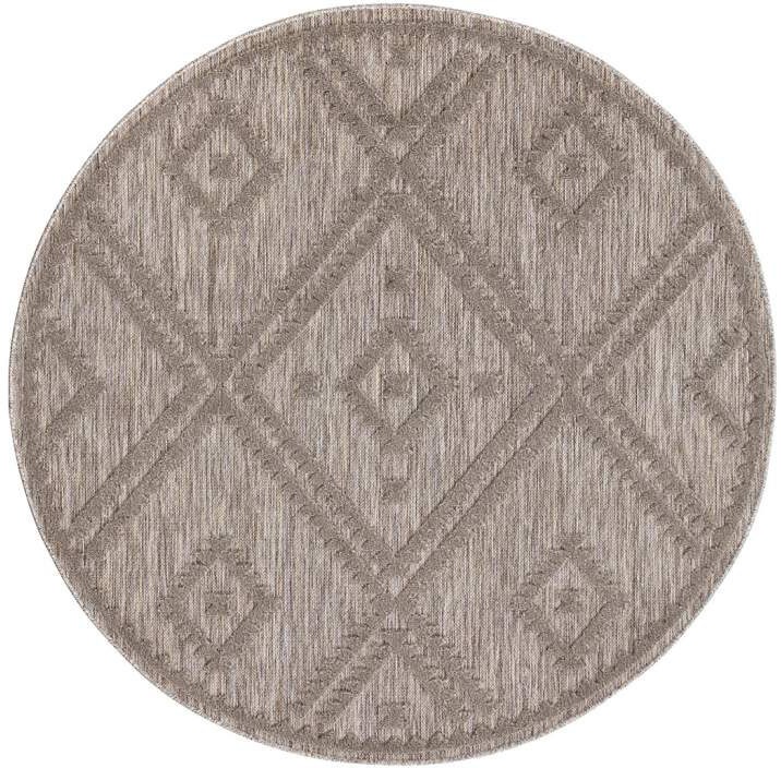 Carpet City Teppich »In-& Outdoorteppich Santorini 454, 3D-Effekt, Raute-Optik«, rund, 5 mm Höhe, Wetterfest & UV-beständig für Terrasse, Balkon, Küche, Flur