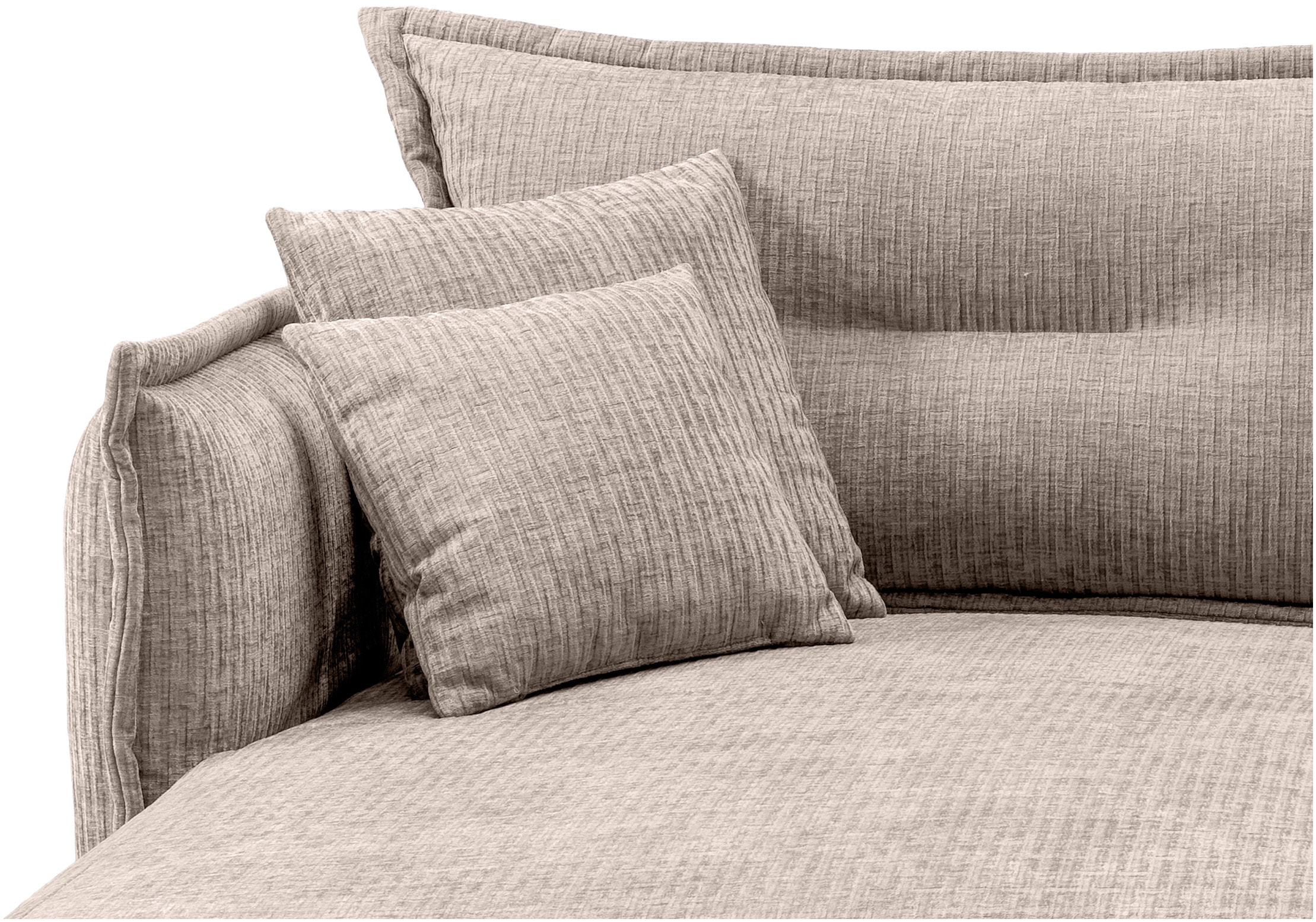 INOSIGN Ecksofa »Lazio modern und bequem, schmale Armlehnen, tolle Detailverarbeitung«, zwei verschiedene Fussfarben wählbar