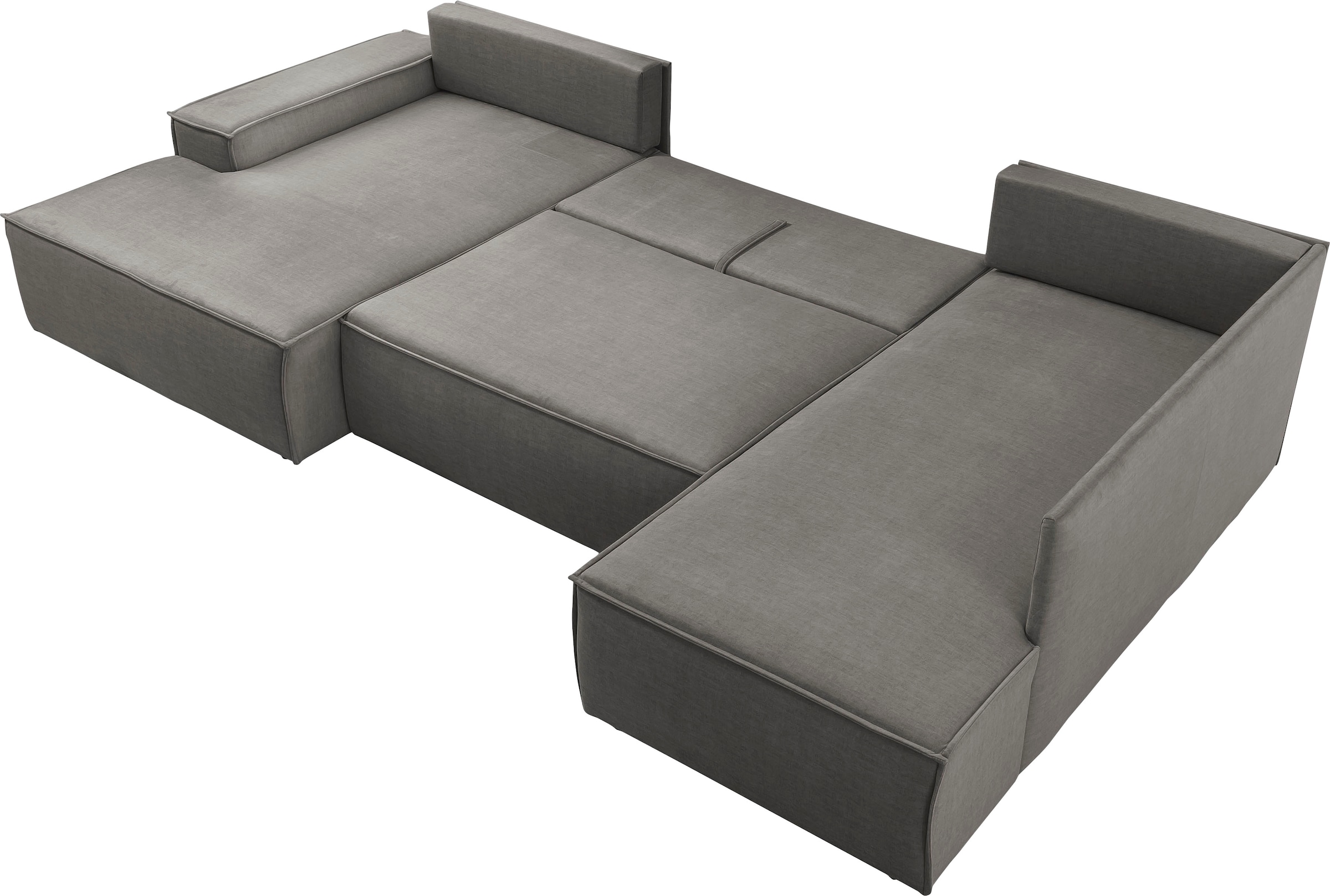 Home affaire Wohnlandschaft »SHERWOOD 329 cm, U-Form, Schlafsofa,«, Schlaffunktion m. Bettkasten (194x139 cm), Cord, Vintage, Samtvelours