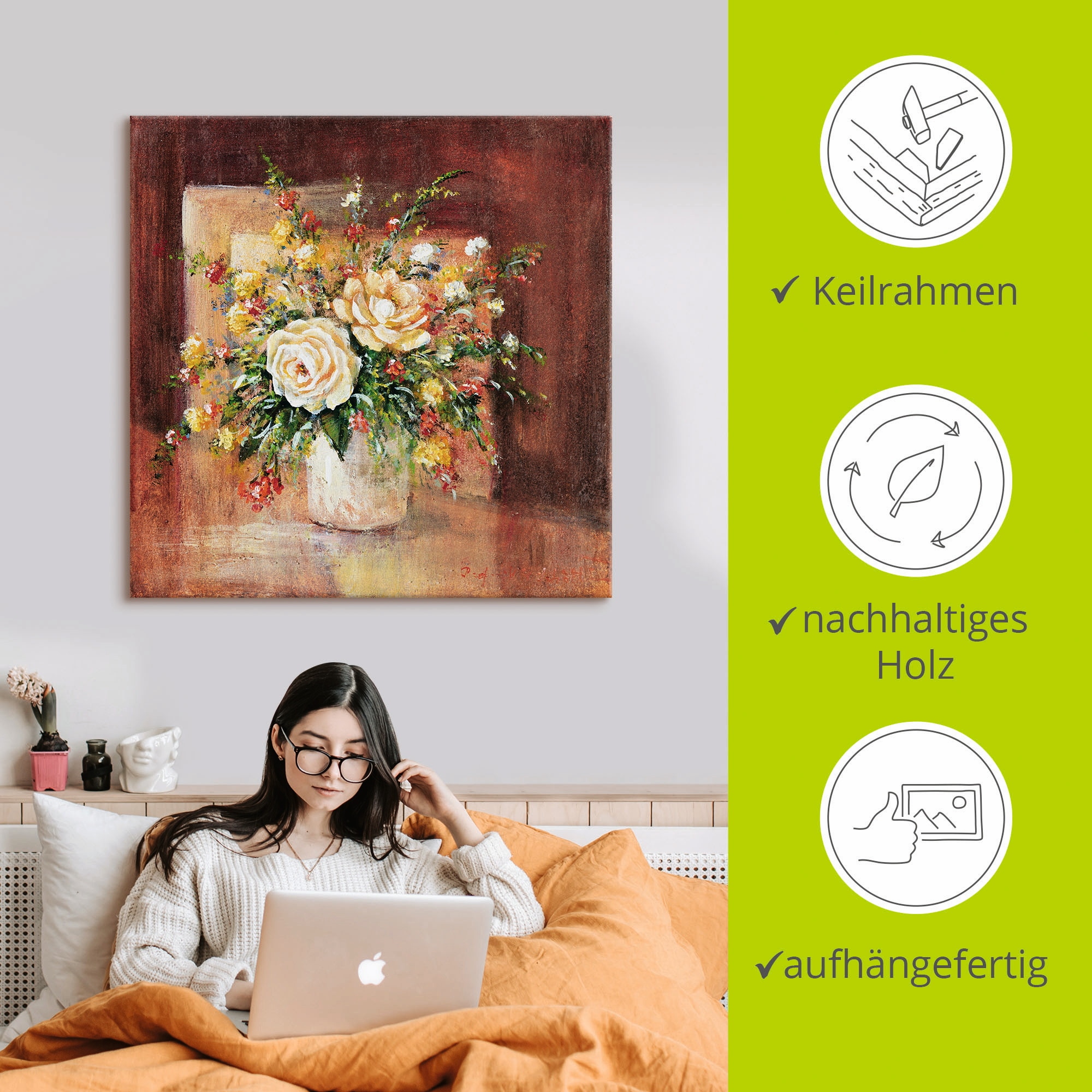 Artland Wandbild »Spanische Blumen II«, Blumen, (1 St.), als Leinwandbild, Wandaufkleber in verschied. Grössen