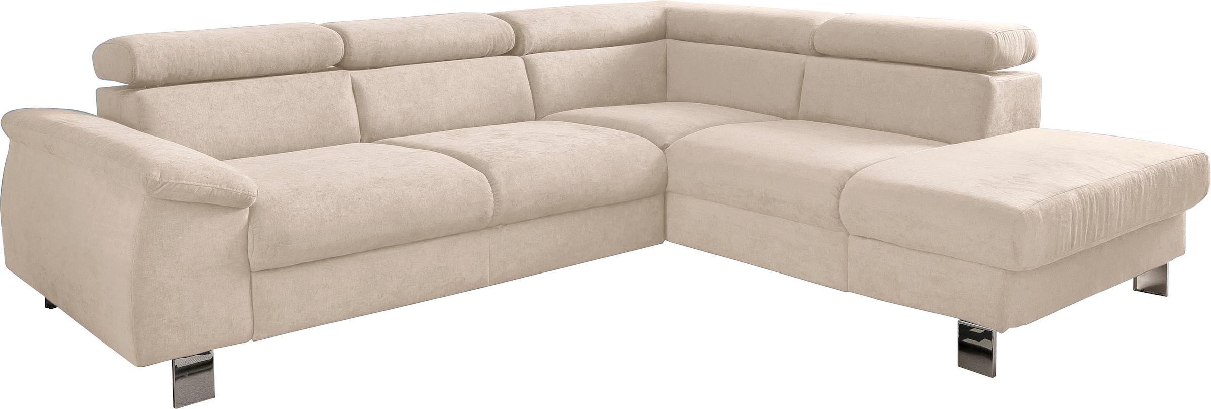 COTTA Ecksofa »Komaris L-Form mit Kopfteilverstellung«, wahlweise mit Bettfunktion, Bettkasten & Beleuchtung