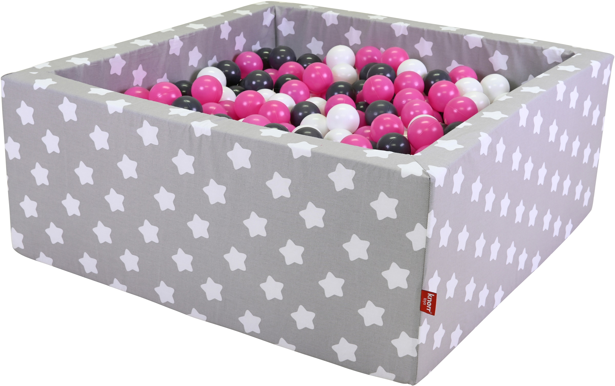 Bällebad »Soft, Grey White Stars«, eckig mit 100 Bällen creme/Grey/rose; Made in Europe