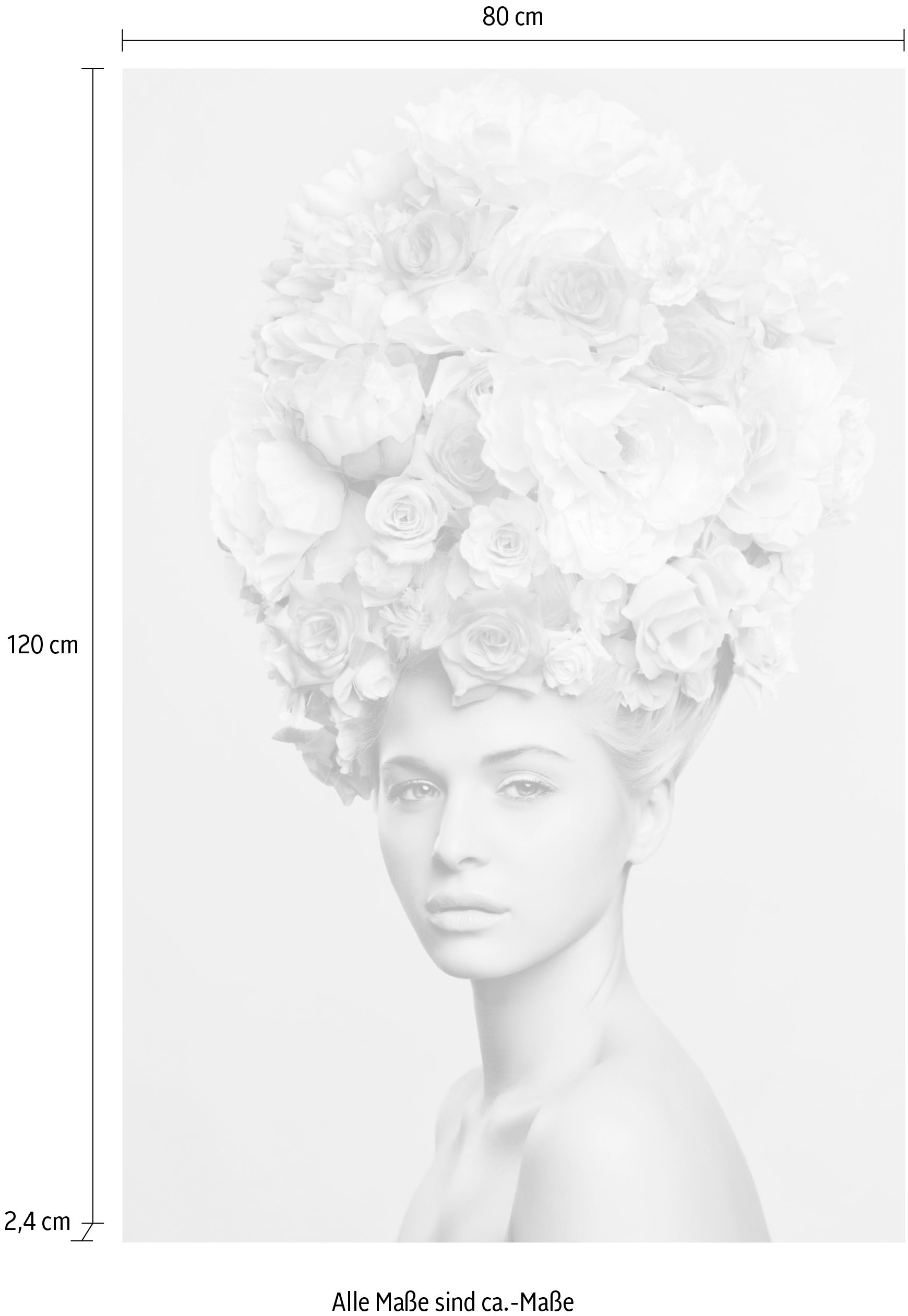❤ queence Acrylglasbild im Blumenhut« »Frau Shop mit kaufen Jelmoli-Online
